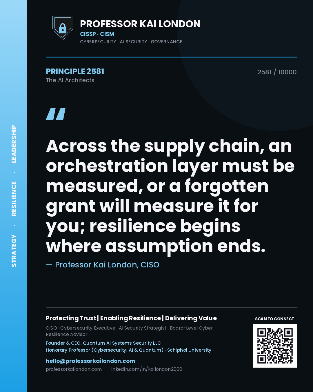 Professor Kai London principle 2581: Across the supply chain, an orchestration layer must be measured, or a forgotten grant will measure it for you; resilience begins where assumption ends.