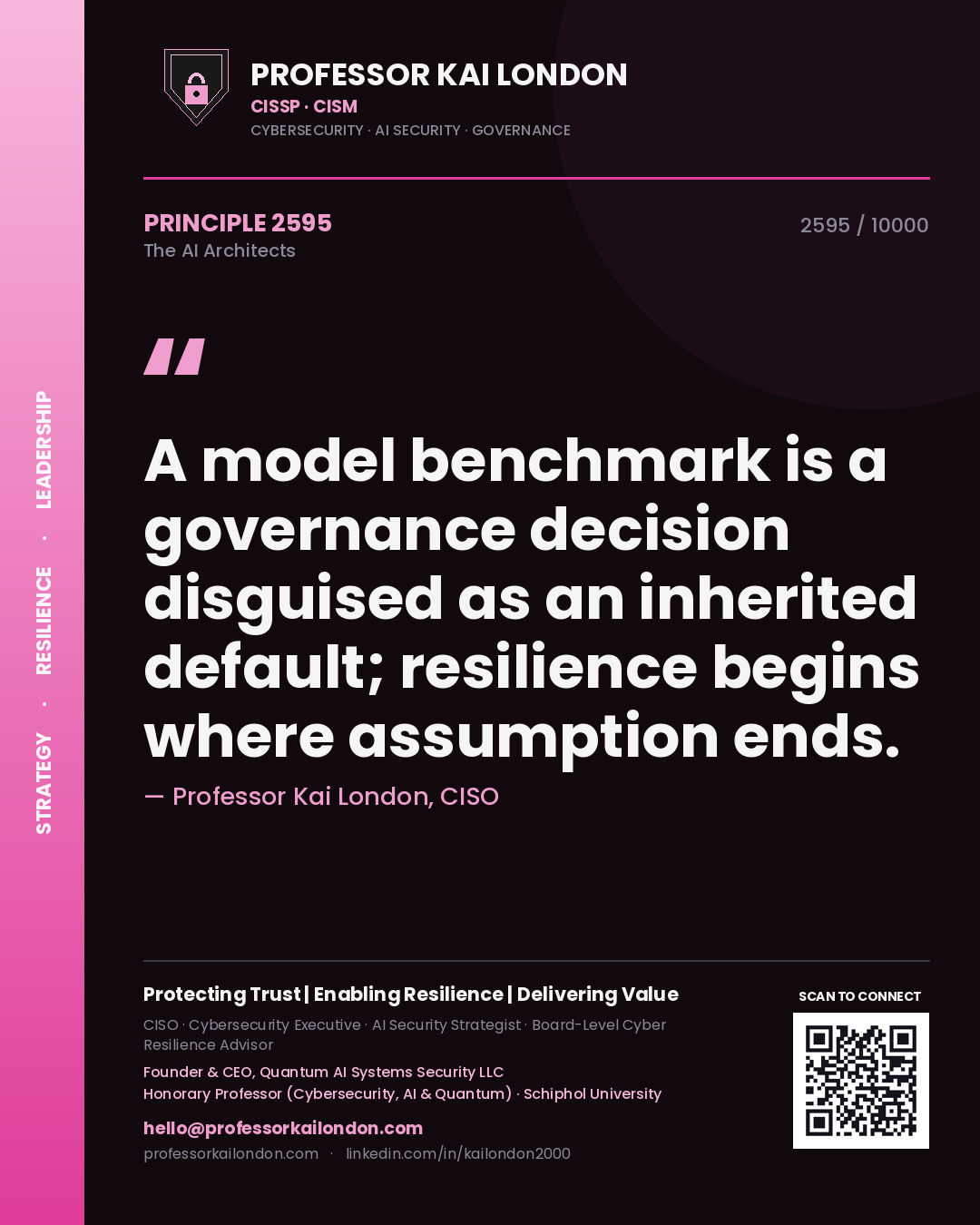 Professor Kai London principle 2595: A model benchmark is a governance decision disguised as an inherited default; resilience begins where assumption ends.