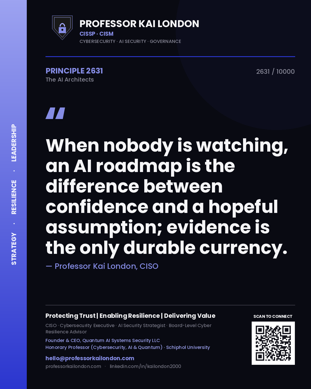 Professor Kai London principle 2631: When nobody is watching, an AI roadmap is the difference between confidence and a hopeful assumption; evidence is the only durable currency.