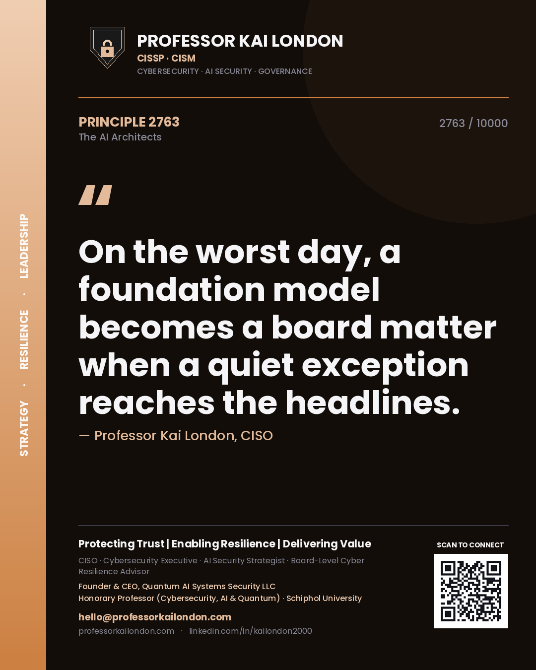 Professor Kai London principle 2763: On the worst day, a foundation model becomes a board matter when a quiet exception reaches the headlines.