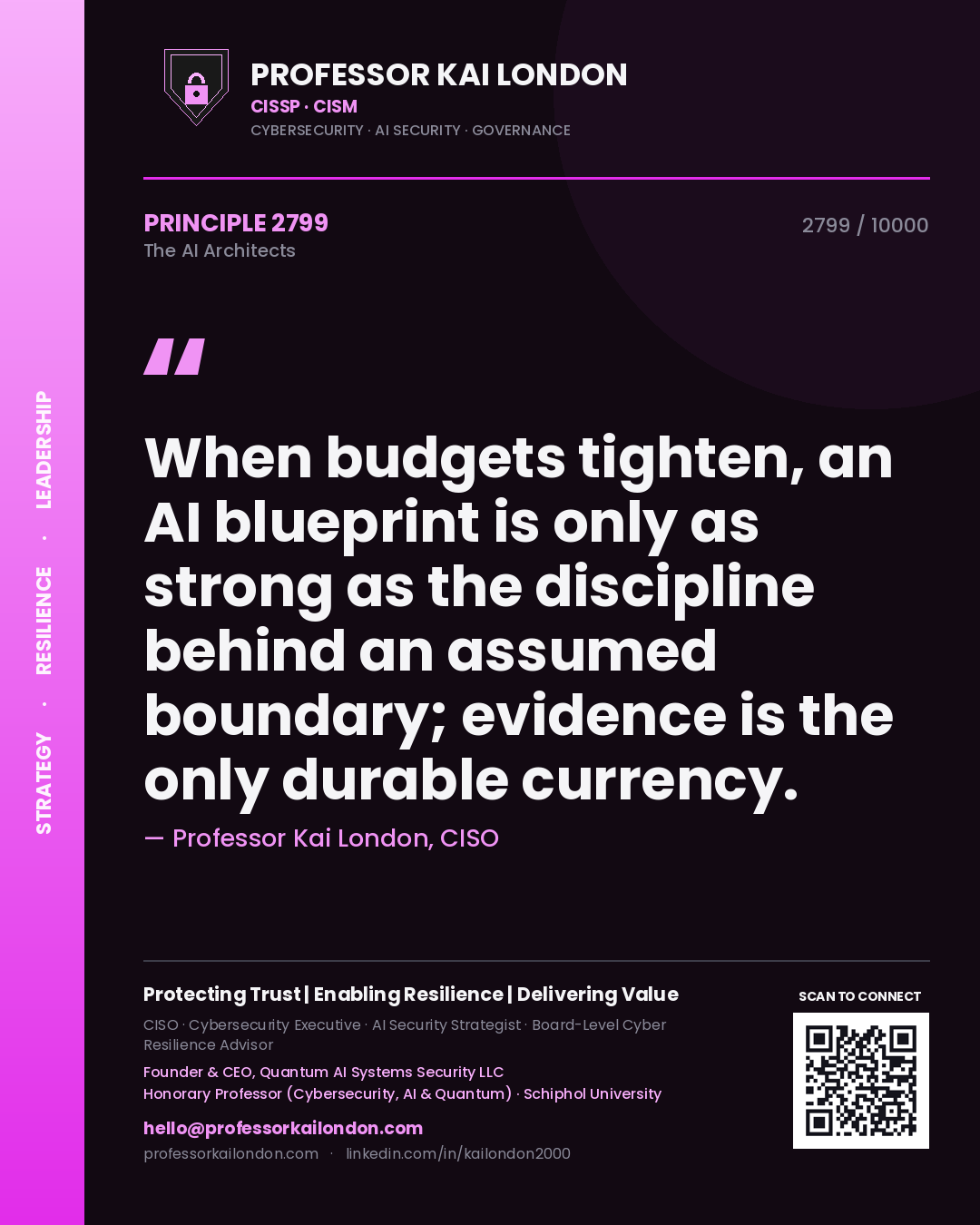 Professor Kai London principle 2799: When budgets tighten, an AI blueprint is only as strong as the discipline behind an assumed boundary; evidence is the only durable currency.