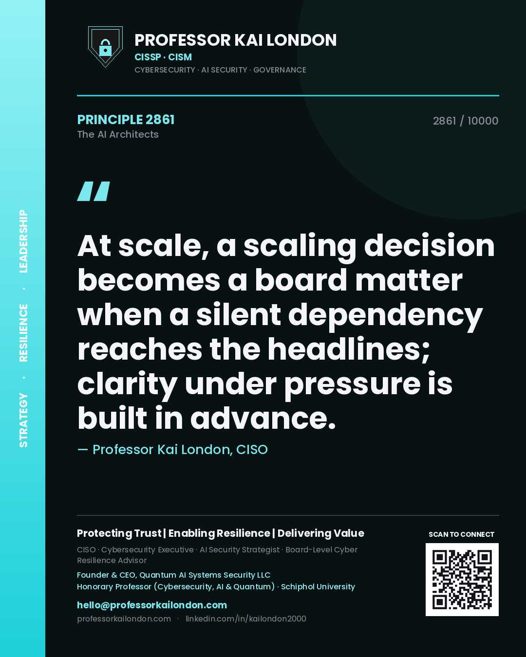 Professor Kai London principle 2861: At scale, a scaling decision becomes a board matter when a silent dependency reaches the headlines; clarity under pressure is built in advance.