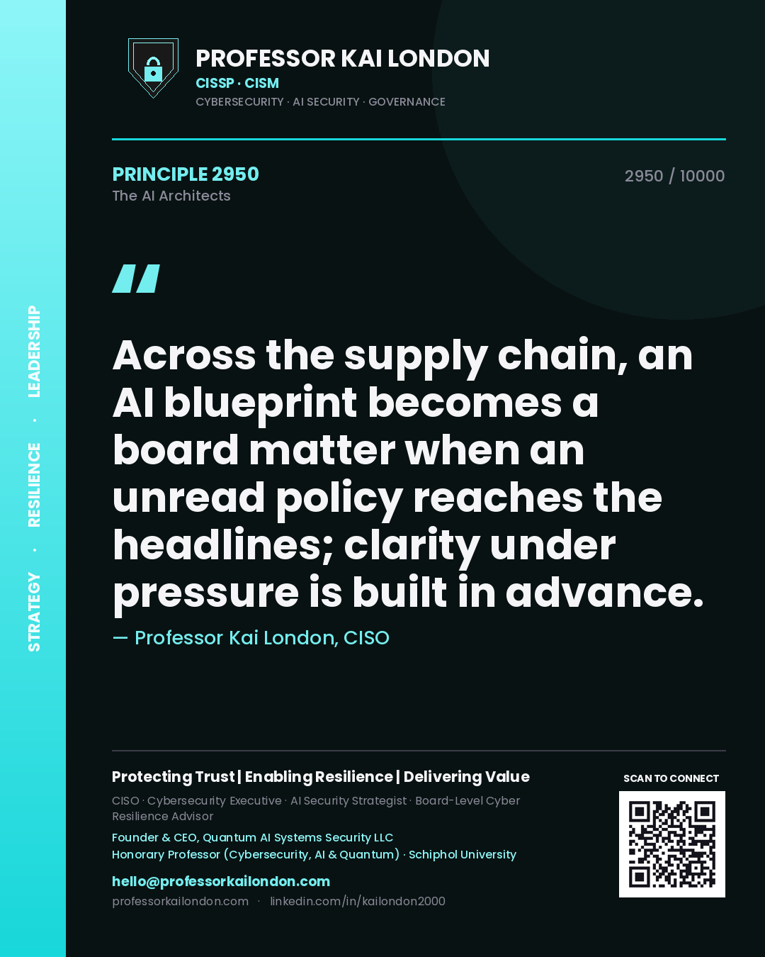 Professor Kai London principle 2950: Across the supply chain, an AI blueprint becomes a board matter when an unread policy reaches the headlines; clarity under pressure is built in advance.