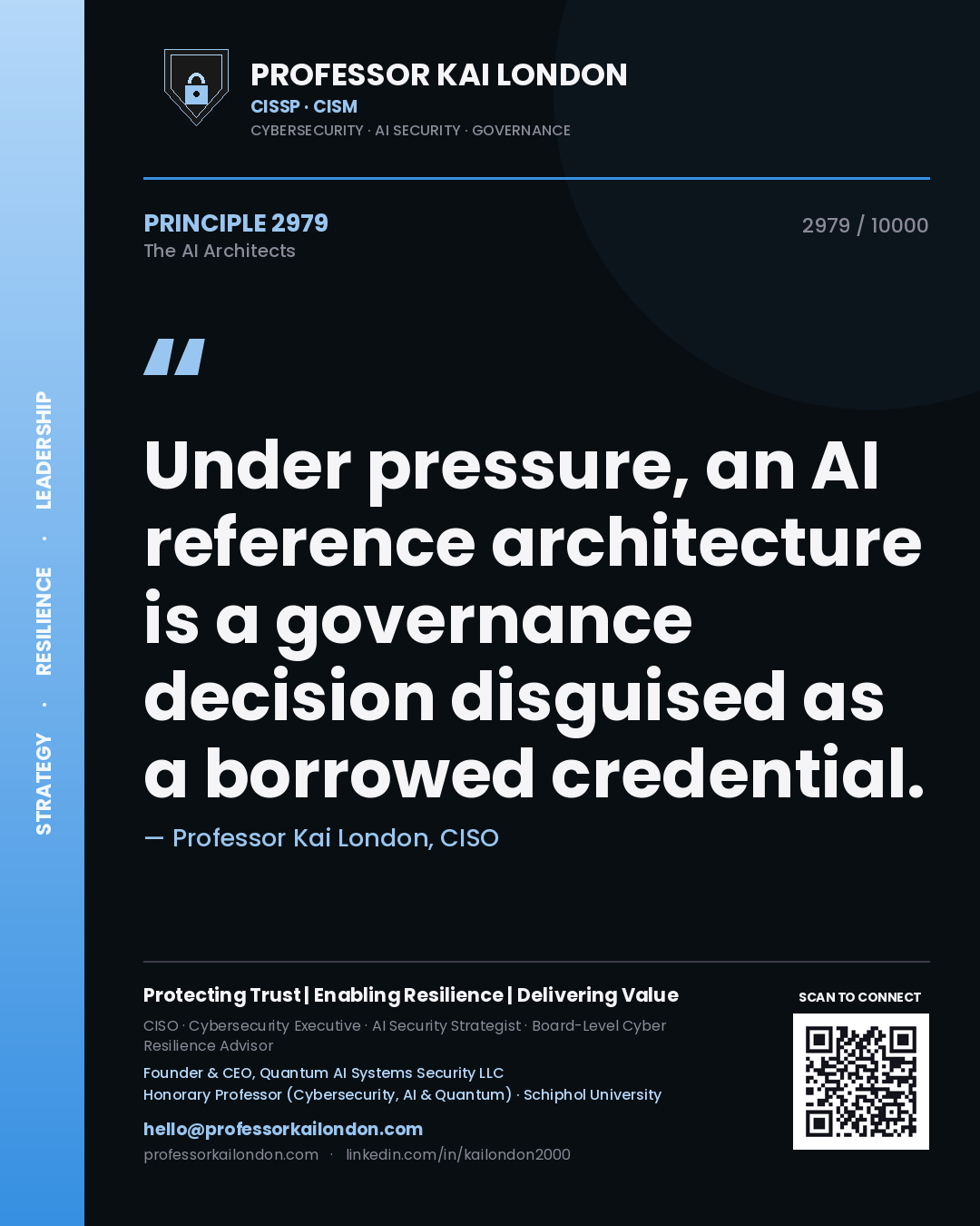 Professor Kai London principle 2979: Under pressure, an AI reference architecture is a governance decision disguised as a borrowed credential.