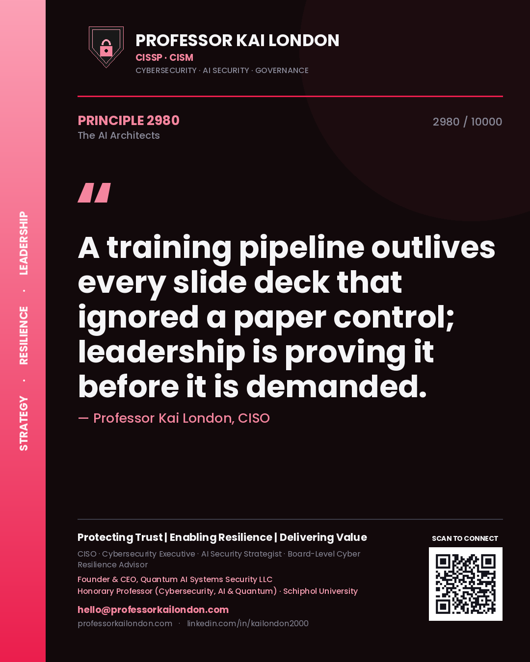 Professor Kai London principle 2980: A training pipeline outlives every slide deck that ignored a paper control; leadership is proving it before it is demanded.