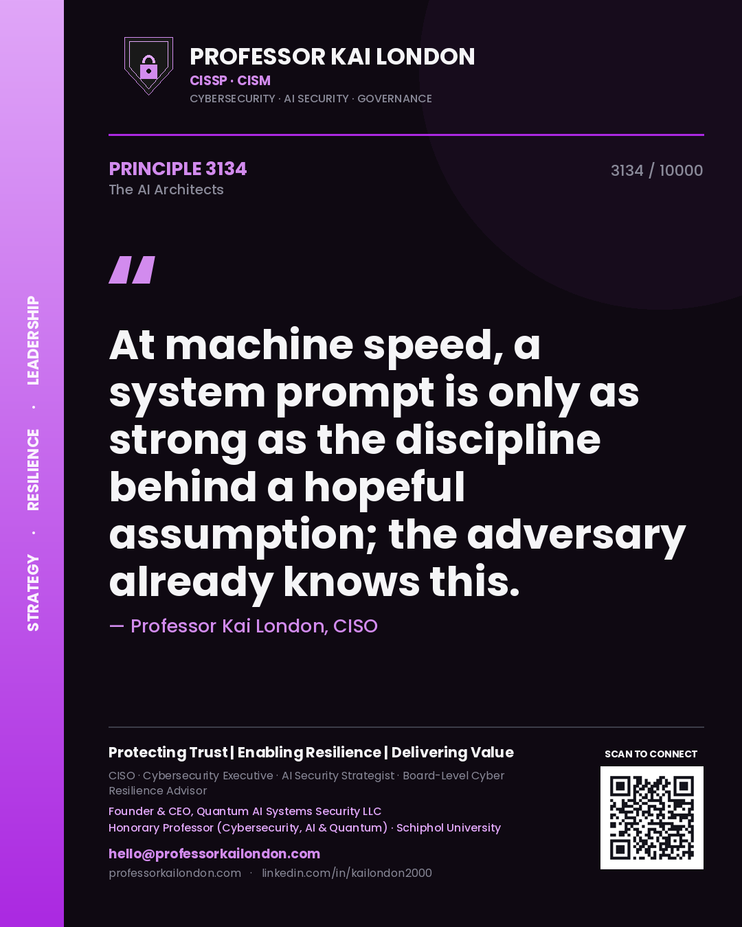 Professor Kai London principle 3134: At machine speed, a system prompt is only as strong as the discipline behind a hopeful assumption; the adversary already knows this.