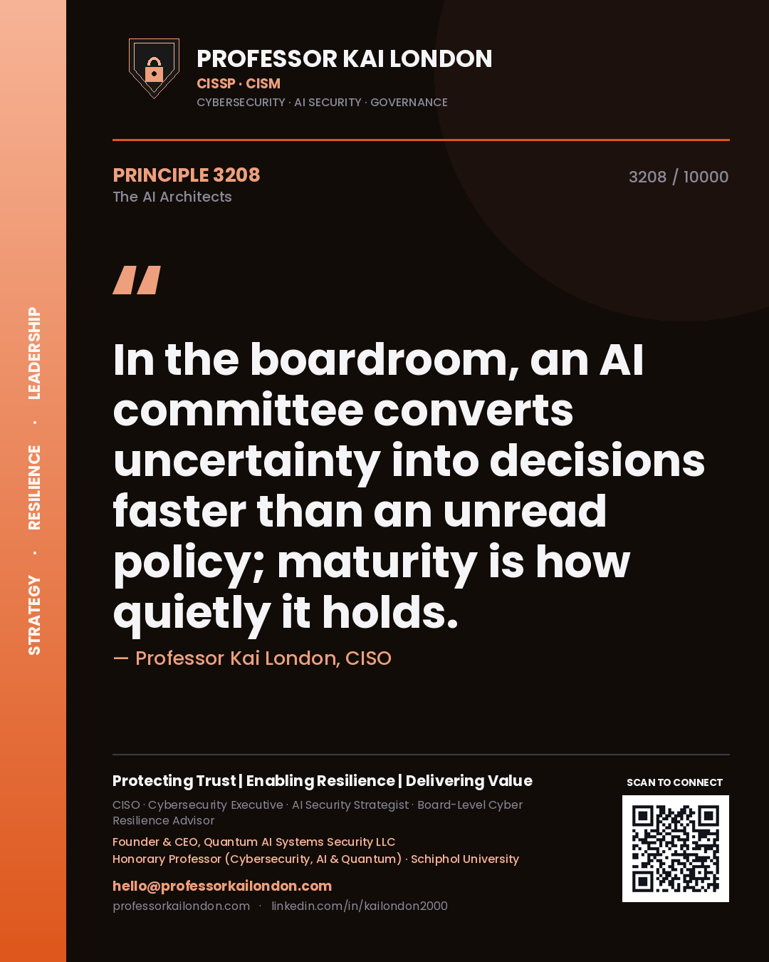 Professor Kai London principle 3208: In the boardroom, an AI committee converts uncertainty into decisions faster than an unread policy; maturity is how quietly it holds.