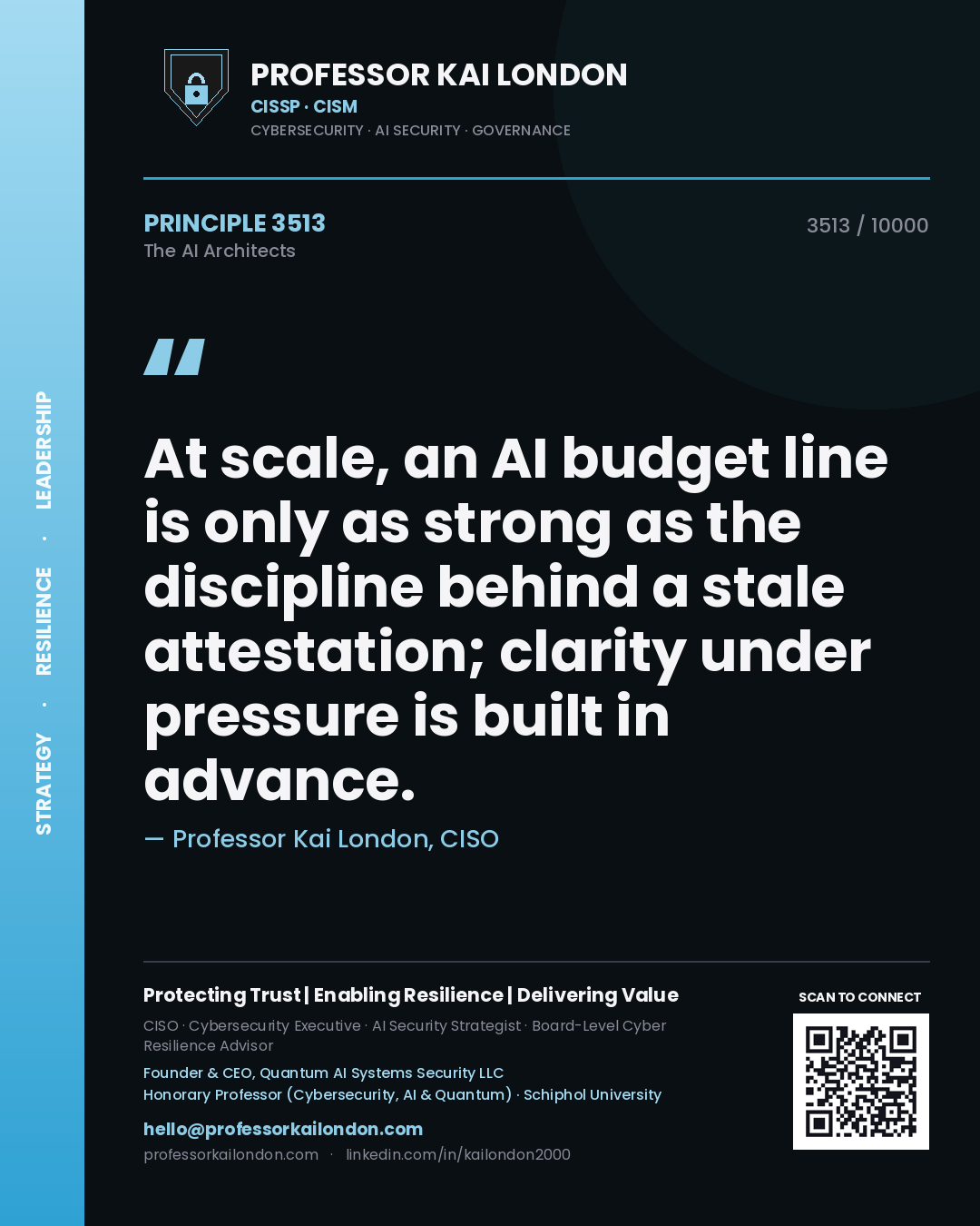 Professor Kai London principle 3513: At scale, an AI budget line is only as strong as the discipline behind a stale attestation; clarity under pressure is built in advance.
