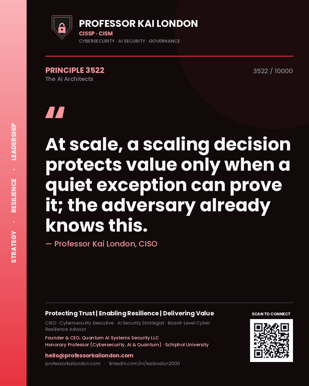 Professor Kai London principle 3522: At scale, a scaling decision protects value only when a quiet exception can prove it; the adversary already knows this.