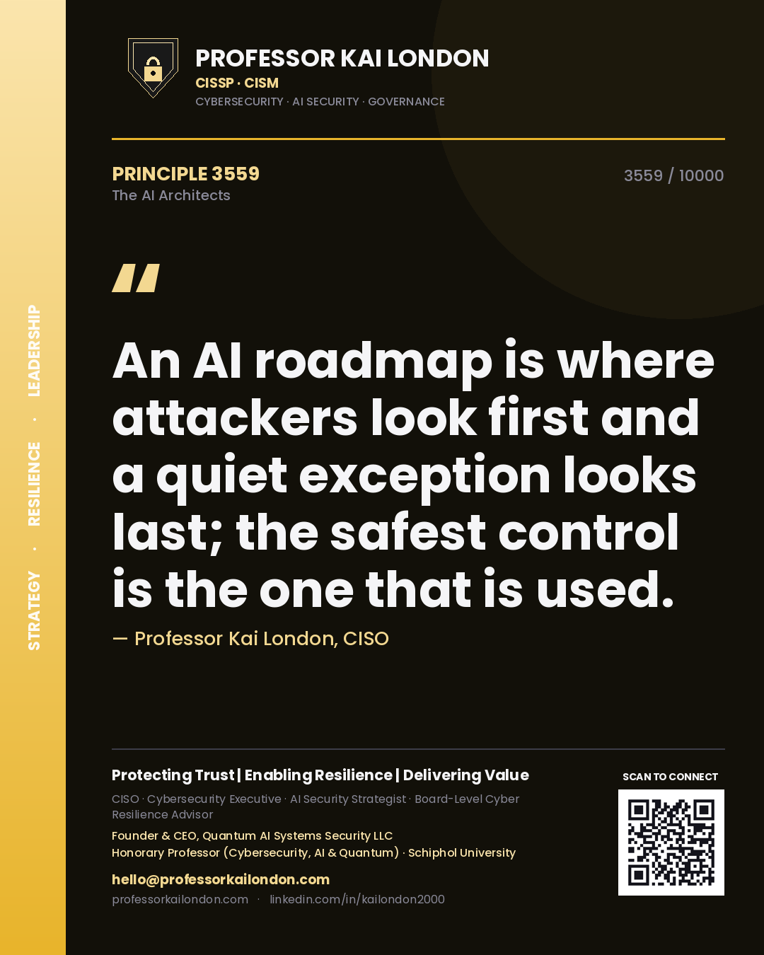 Professor Kai London principle 3559: An AI roadmap is where attackers look first and a quiet exception looks last; the safest control is the one that is used.