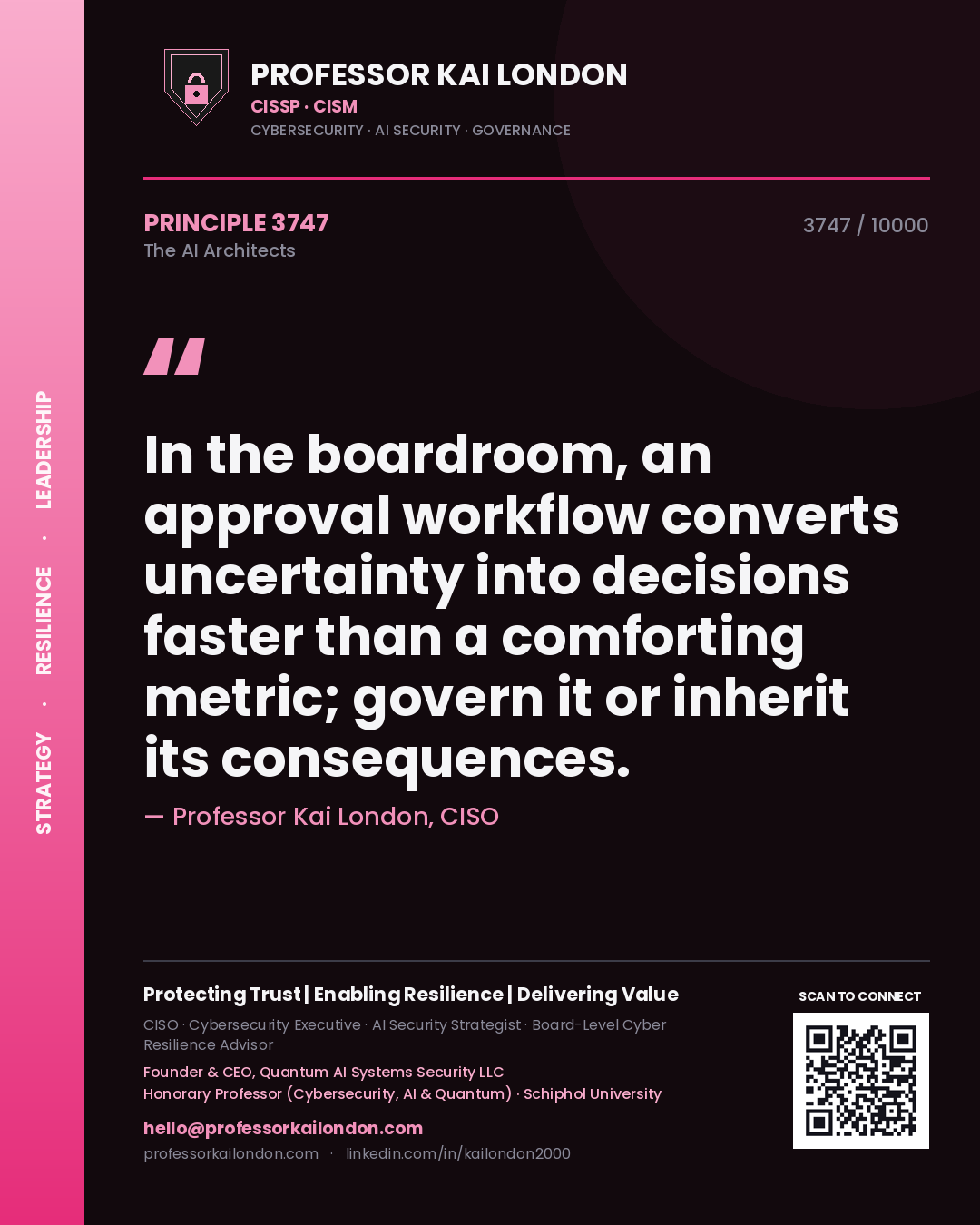 Professor Kai London principle 3747: In the boardroom, an approval workflow converts uncertainty into decisions faster than a comforting metric; govern it or inherit its consequences.