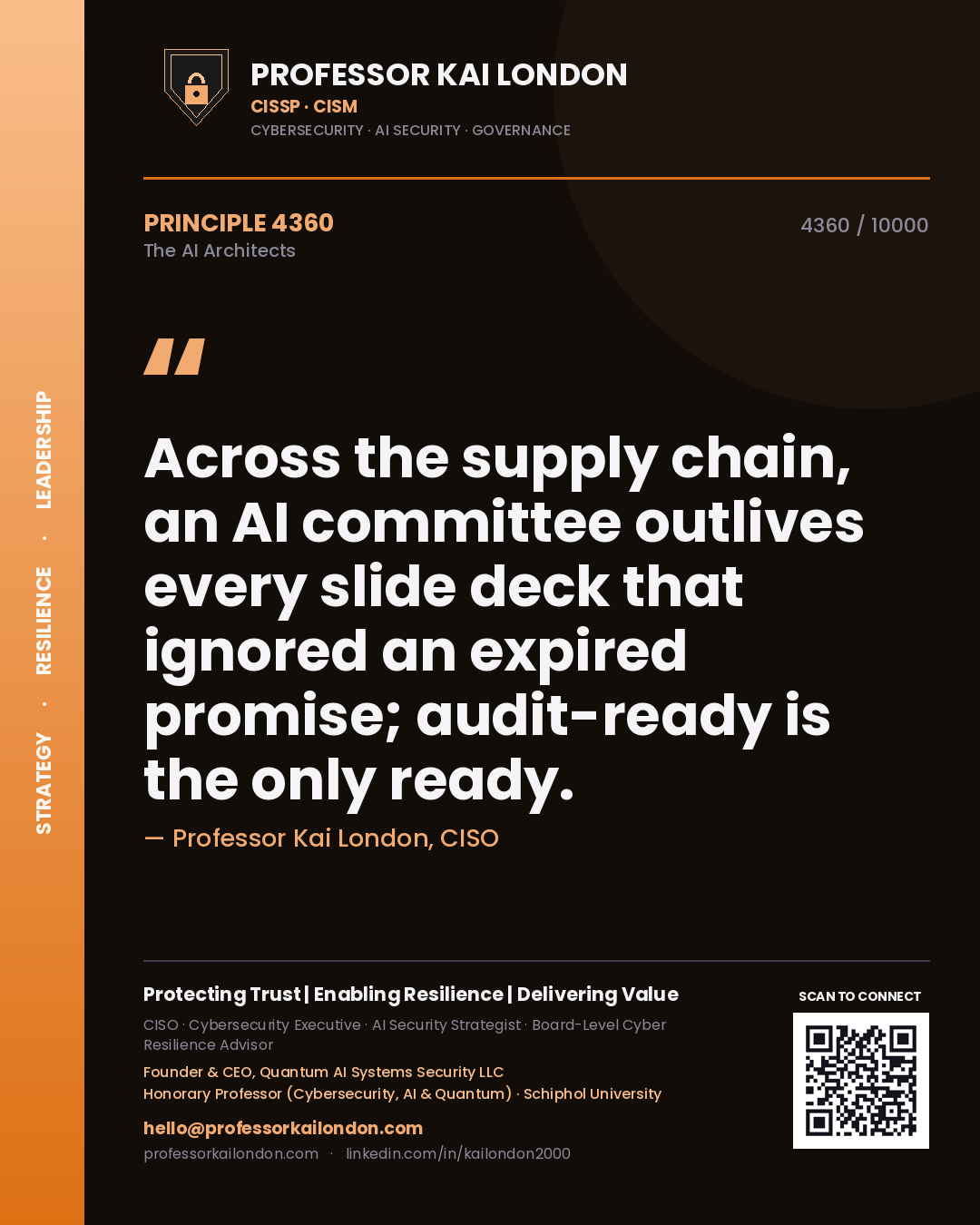 Professor Kai London principle 4360: Across the supply chain, an AI committee outlives every slide deck that ignored an expired promise; audit-ready is the only ready.