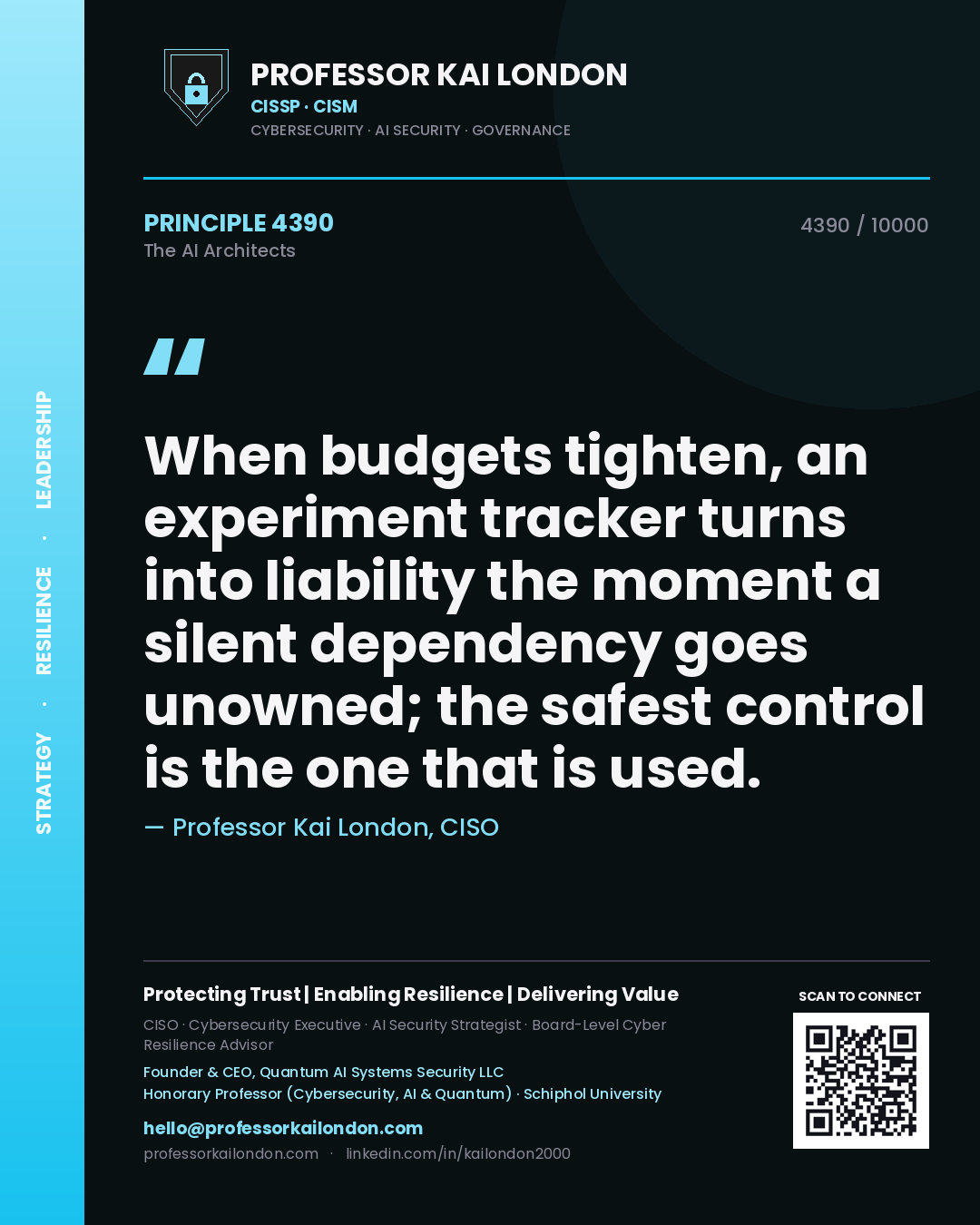 Professor Kai London principle 4390: When budgets tighten, an experiment tracker turns into liability the moment a silent dependency goes unowned; the safest control is the one that is used.