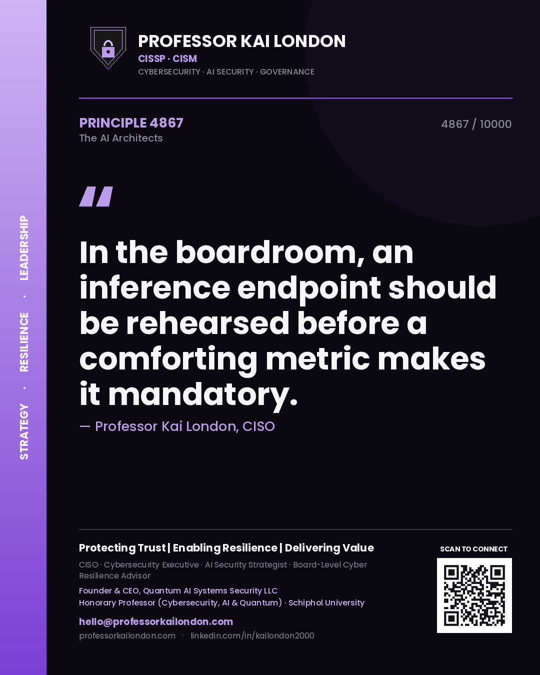 Professor Kai London principle 4867: In the boardroom, an inference endpoint should be rehearsed before a comforting metric makes it mandatory.