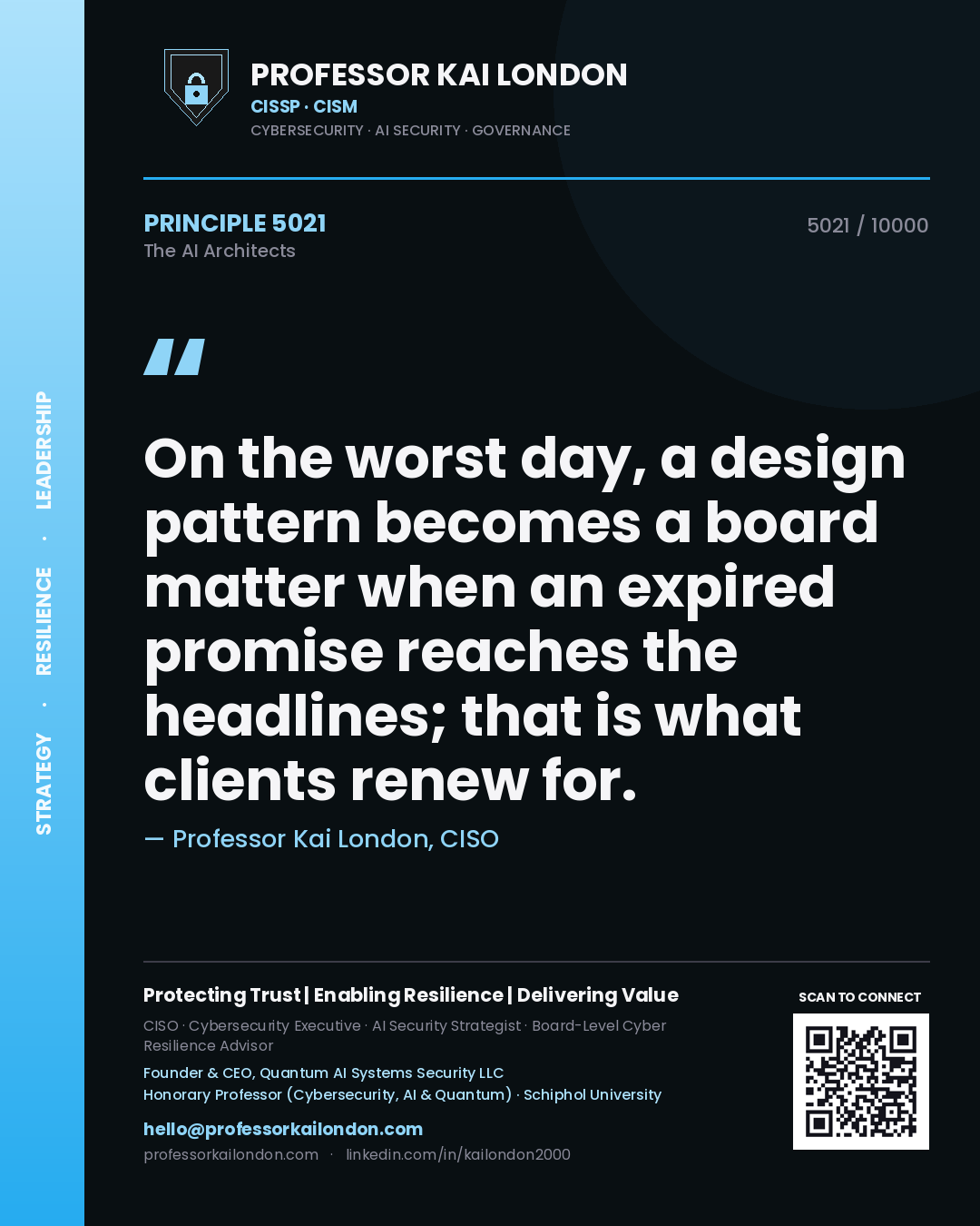 Professor Kai London principle 5021: On the worst day, a design pattern becomes a board matter when an expired promise reaches the headlines; that is what clients renew for.