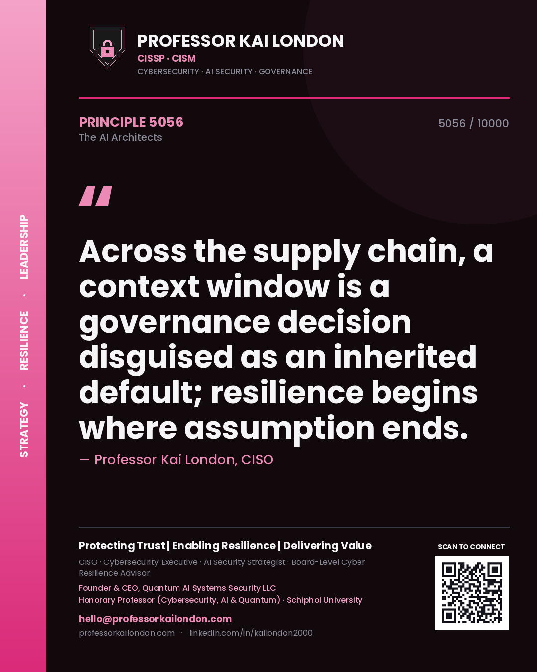 Professor Kai London principle 5056: Across the supply chain, a context window is a governance decision disguised as an inherited default; resilience begins where assumption ends.