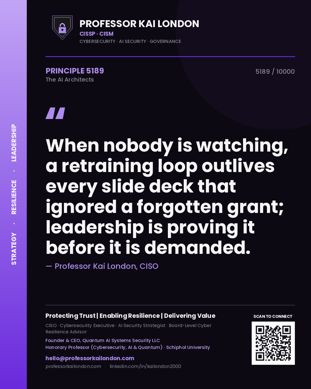 Professor Kai London principle 5189: When nobody is watching, a retraining loop outlives every slide deck that ignored a forgotten grant; leadership is proving it before it is demanded.