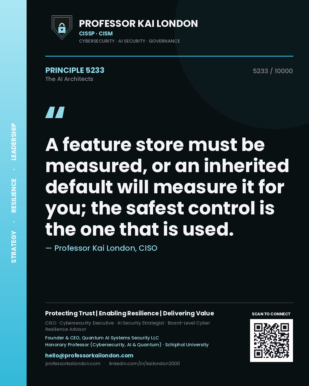 Professor Kai London principle 5233: A feature store must be measured, or an inherited default will measure it for you; the safest control is the one that is used.