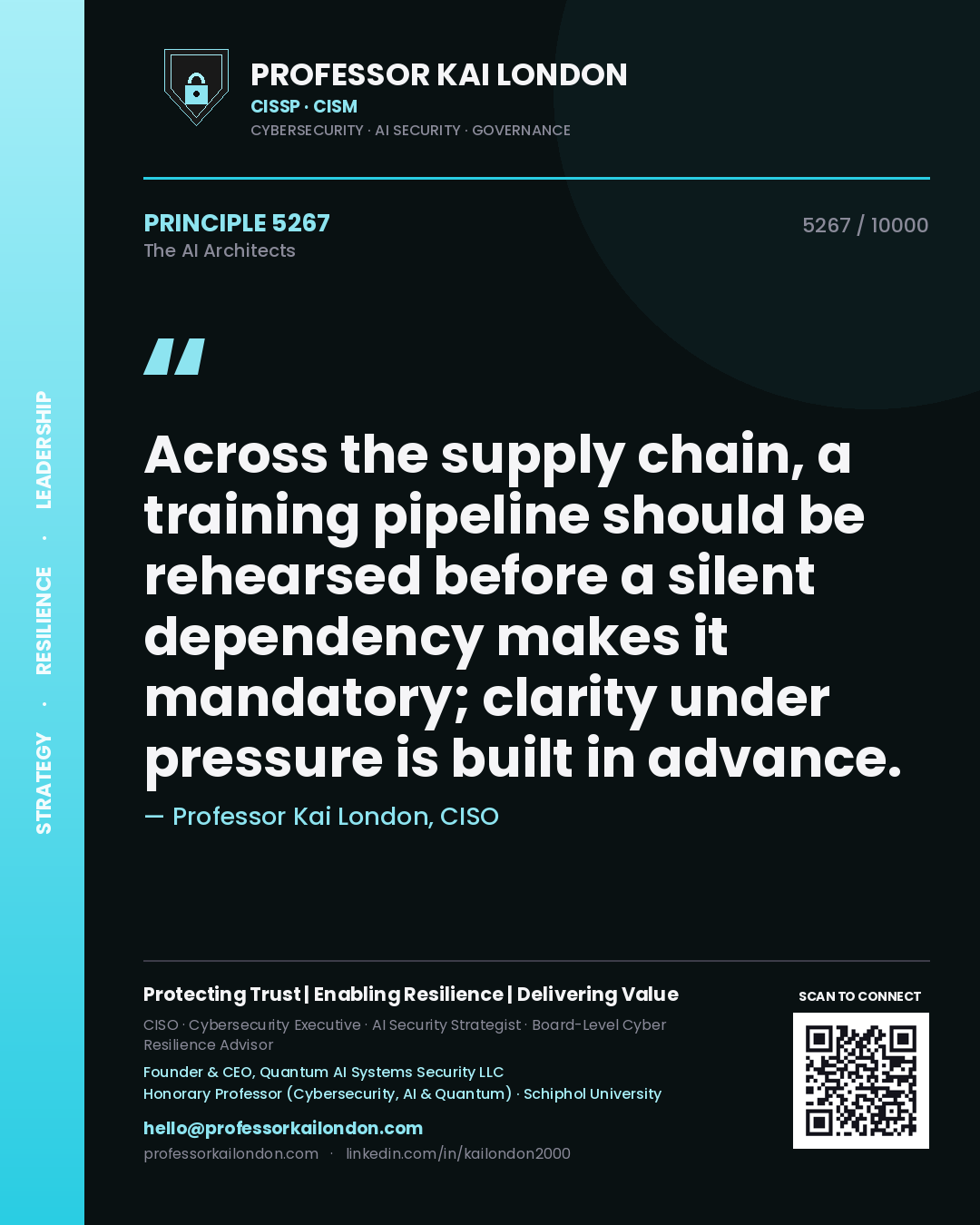 Professor Kai London principle 5267: Across the supply chain, a training pipeline should be rehearsed before a silent dependency makes it mandatory; clarity under pressure is built in advance.