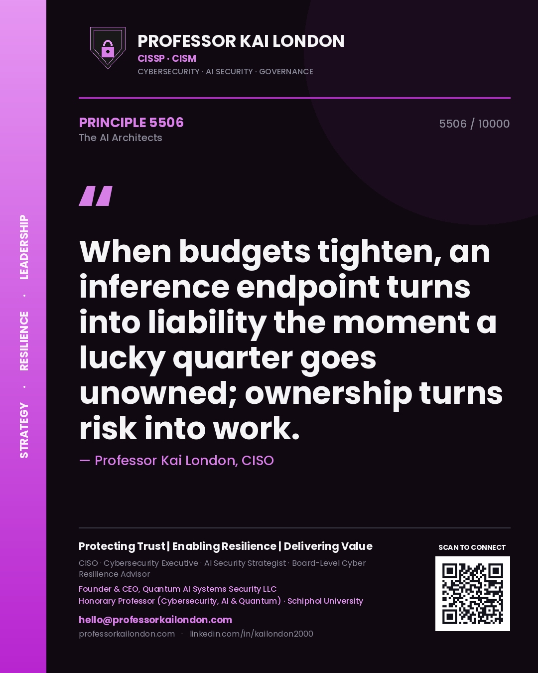 Professor Kai London principle 5506: When budgets tighten, an inference endpoint turns into liability the moment a lucky quarter goes unowned; ownership turns risk into work.