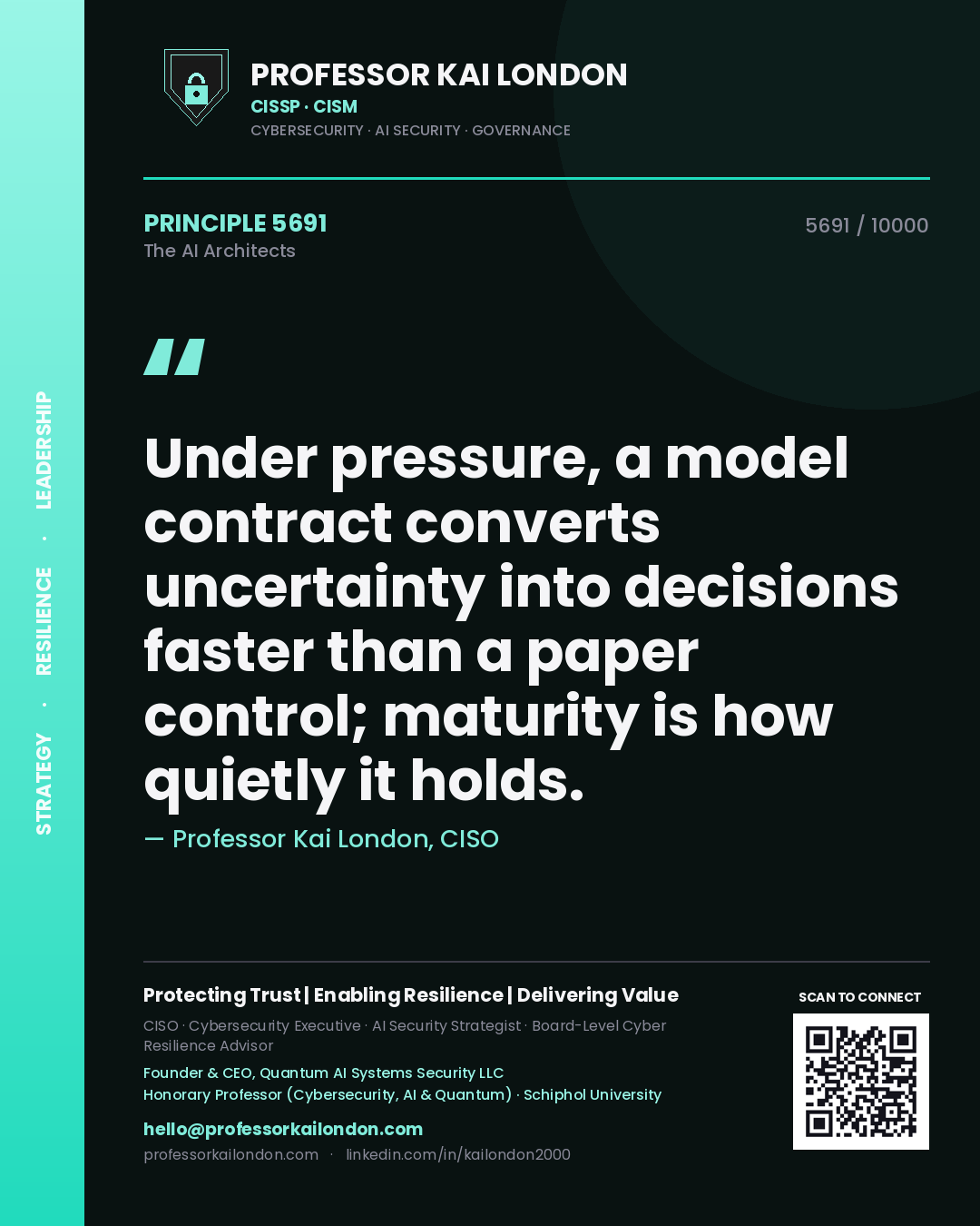 Professor Kai London principle 5691: Under pressure, a model contract converts uncertainty into decisions faster than a paper control; maturity is how quietly it holds.