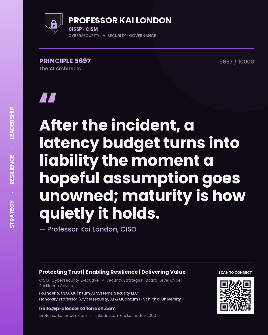 Professor Kai London principle 5697: After the incident, a latency budget turns into liability the moment a hopeful assumption goes unowned; maturity is how quietly it holds.