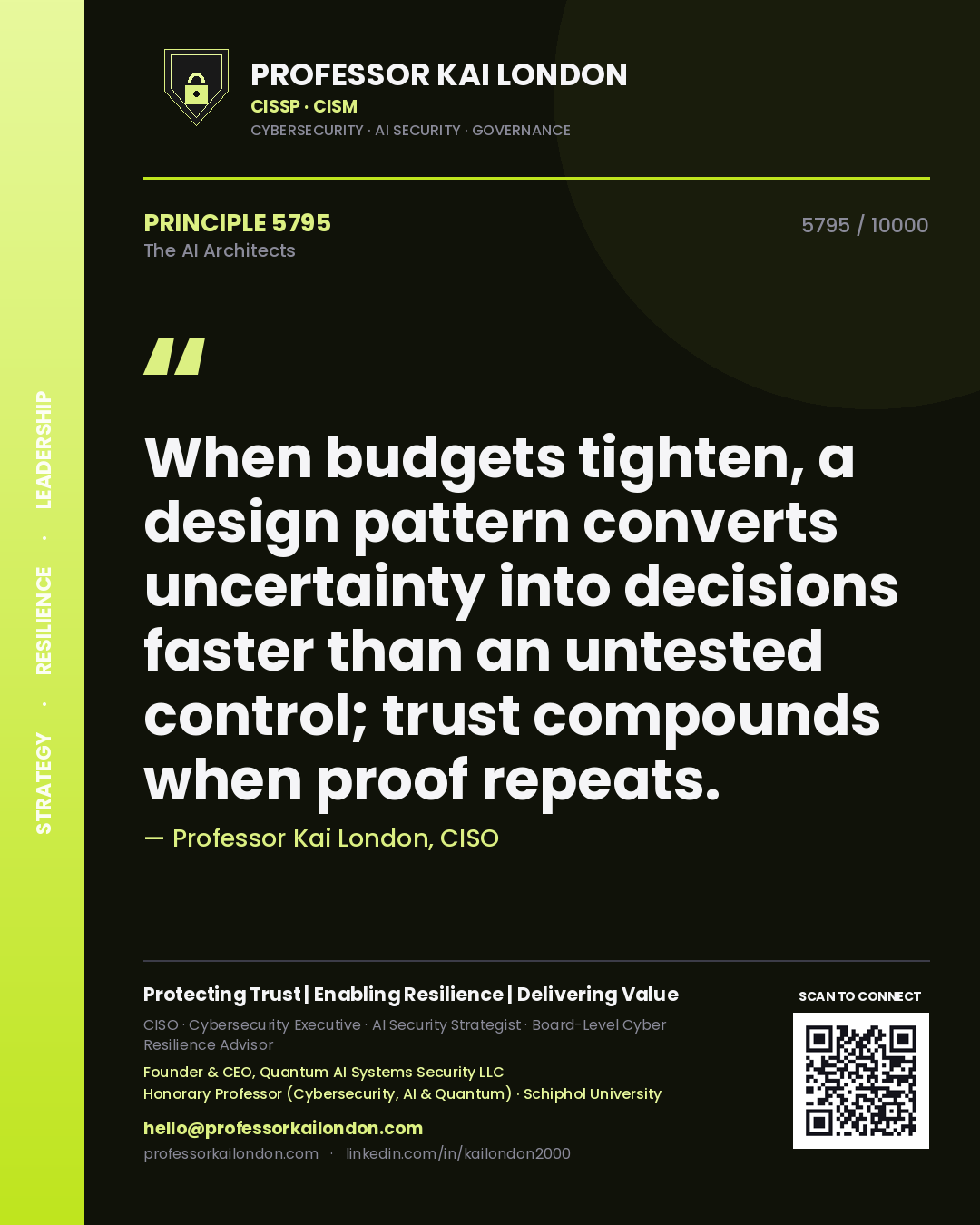 Professor Kai London principle 5795: When budgets tighten, a design pattern converts uncertainty into decisions faster than an untested control; trust compounds when proof repeats.
