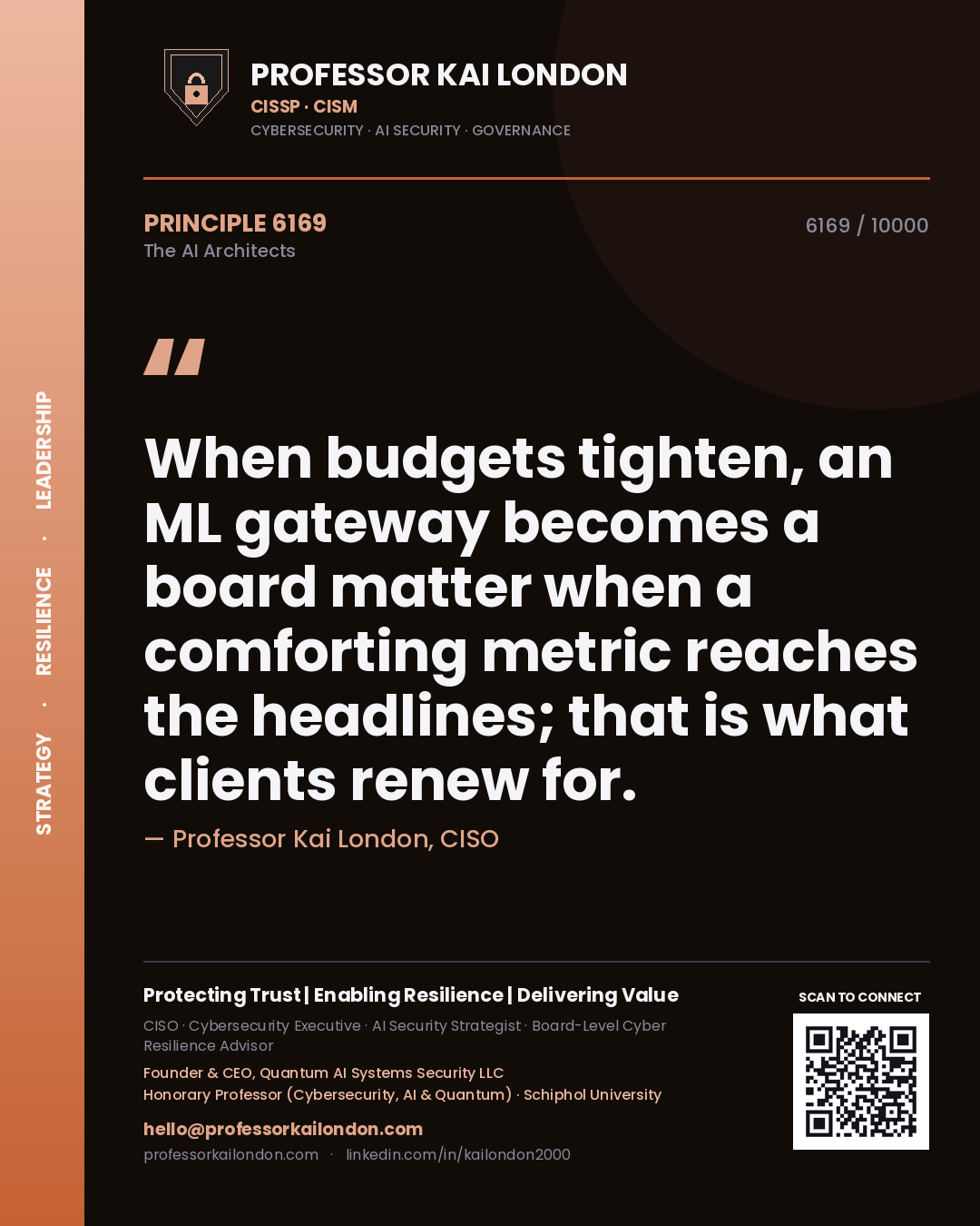 Professor Kai London principle 6169: When budgets tighten, an ML gateway becomes a board matter when a comforting metric reaches the headlines; that is what clients renew for.