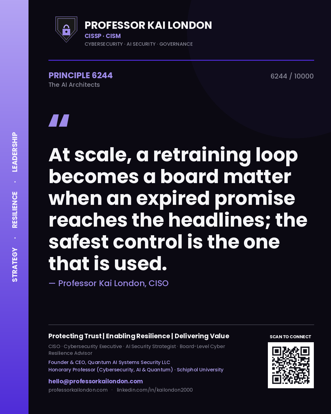 Professor Kai London principle 6244: At scale, a retraining loop becomes a board matter when an expired promise reaches the headlines; the safest control is the one that is used.