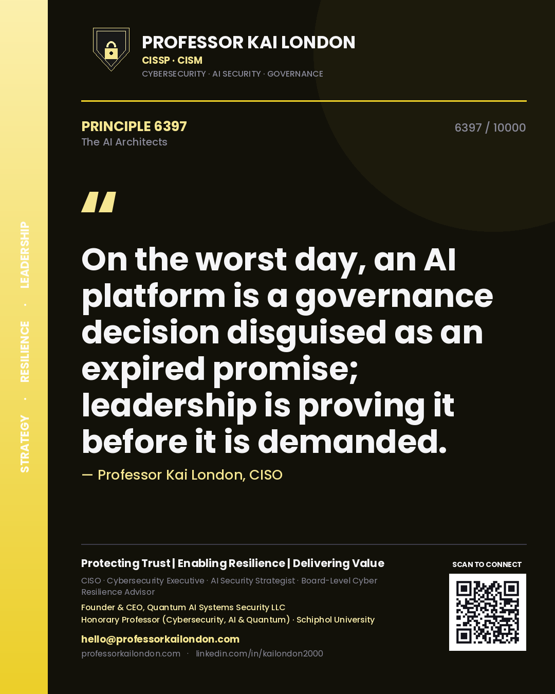 Professor Kai London principle 6397: On the worst day, an AI platform is a governance decision disguised as an expired promise; leadership is proving it before it is demanded.