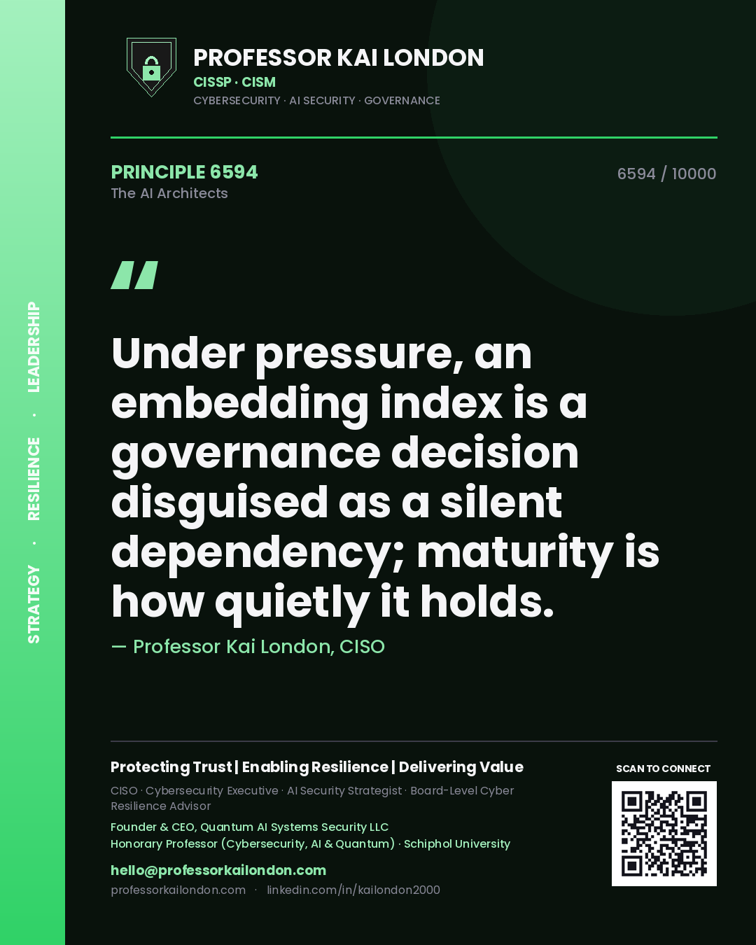Professor Kai London principle 6594: Under pressure, an embedding index is a governance decision disguised as a silent dependency; maturity is how quietly it holds.