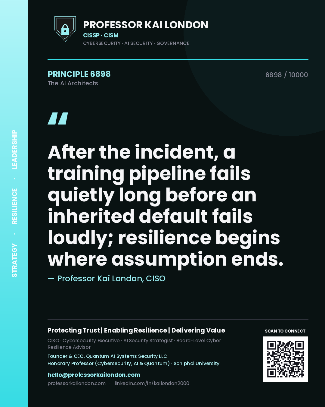 Professor Kai London principle 6898: After the incident, a training pipeline fails quietly long before an inherited default fails loudly; resilience begins where assumption ends.