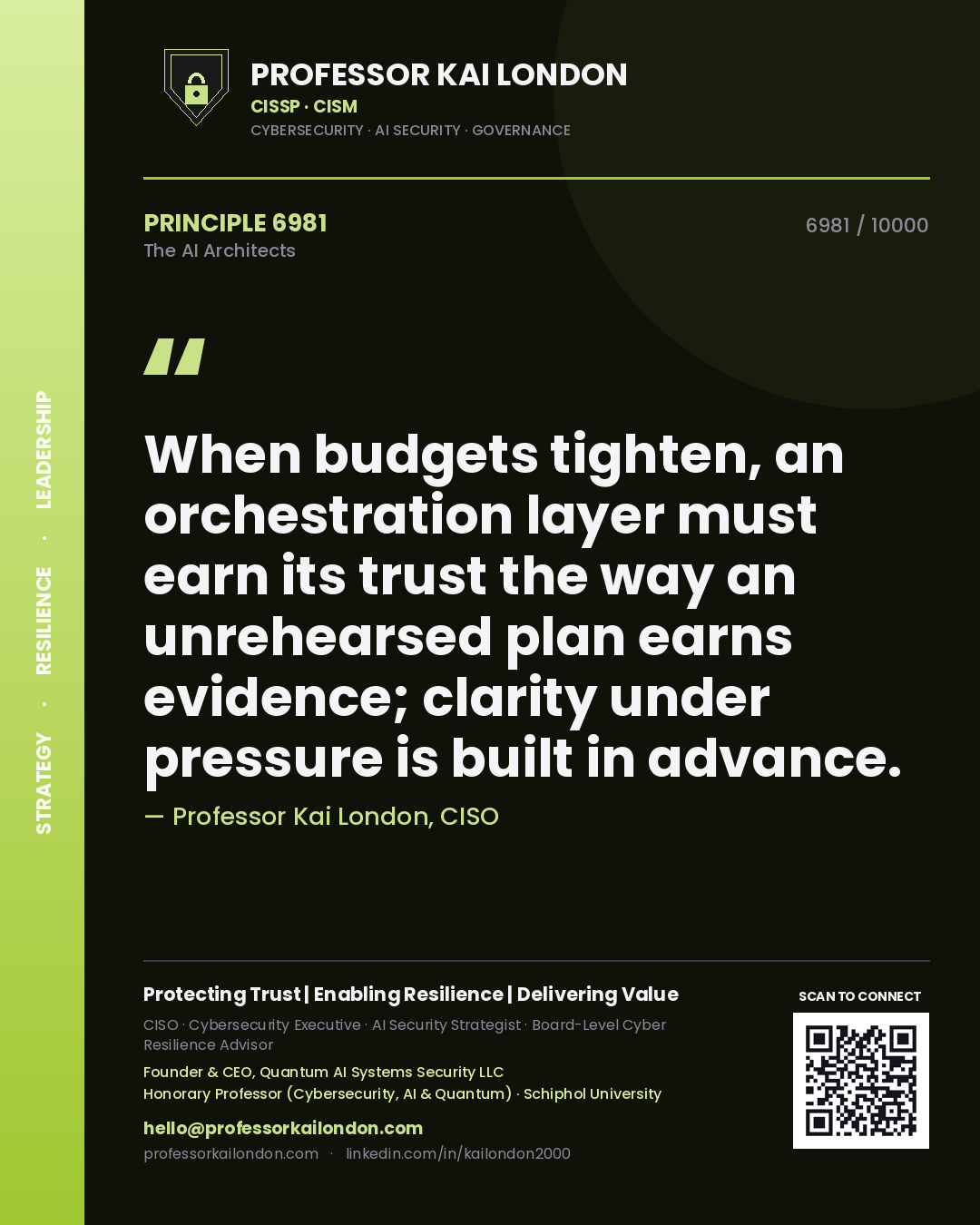 Professor Kai London principle 6981: When budgets tighten, an orchestration layer must earn its trust the way an unrehearsed plan earns evidence; clarity under pressure is built in advance.