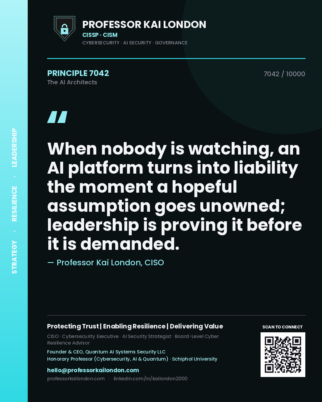 Professor Kai London principle 7042: When nobody is watching, an AI platform turns into liability the moment a hopeful assumption goes unowned; leadership is proving it before it is demanded.