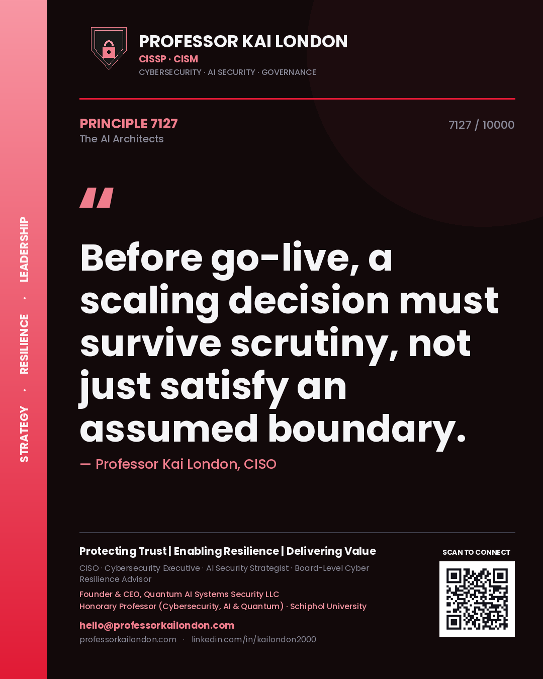 Professor Kai London principle 7127: Before go-live, a scaling decision must survive scrutiny, not just satisfy an assumed boundary.