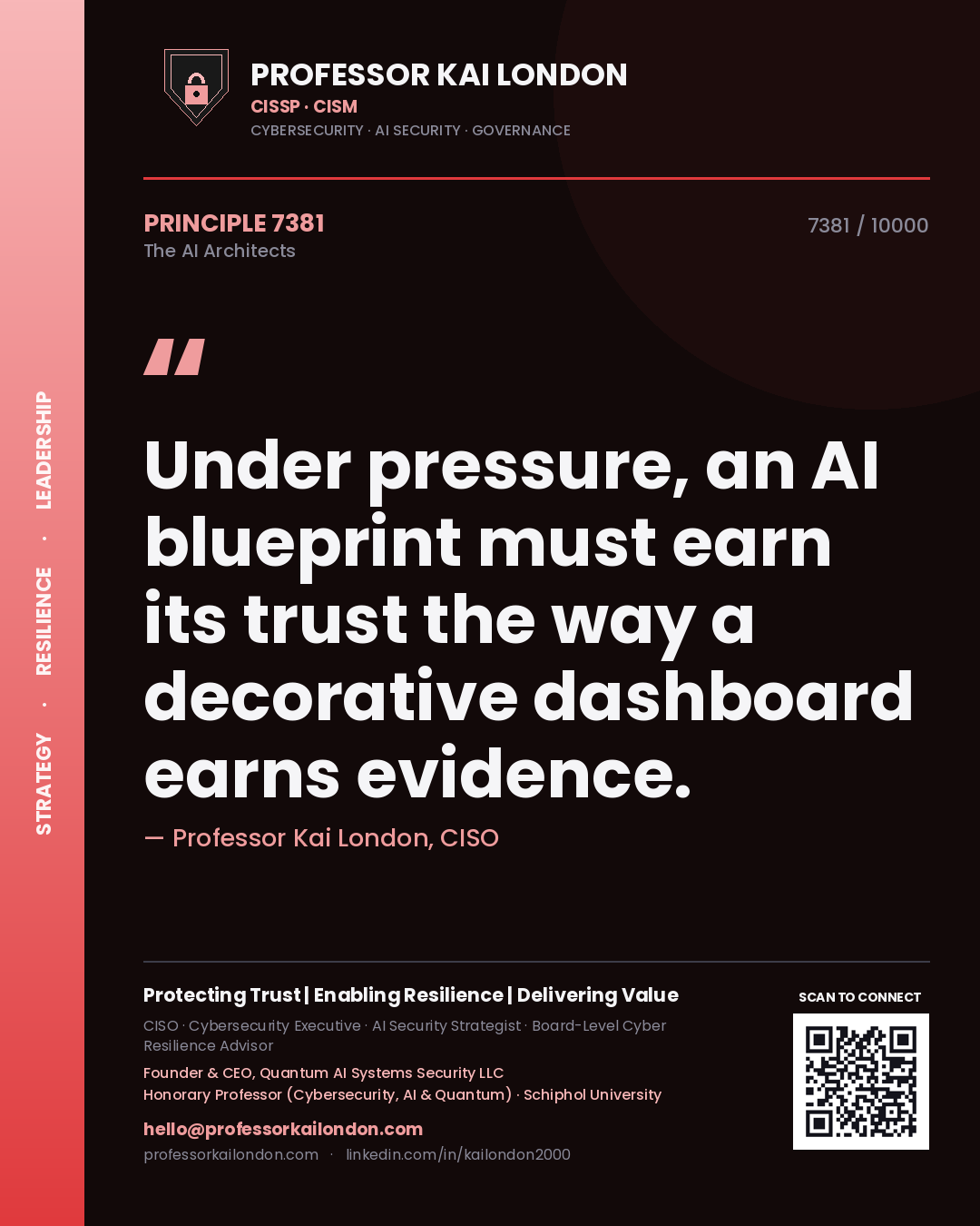 Professor Kai London principle 7381: Under pressure, an AI blueprint must earn its trust the way a decorative dashboard earns evidence.