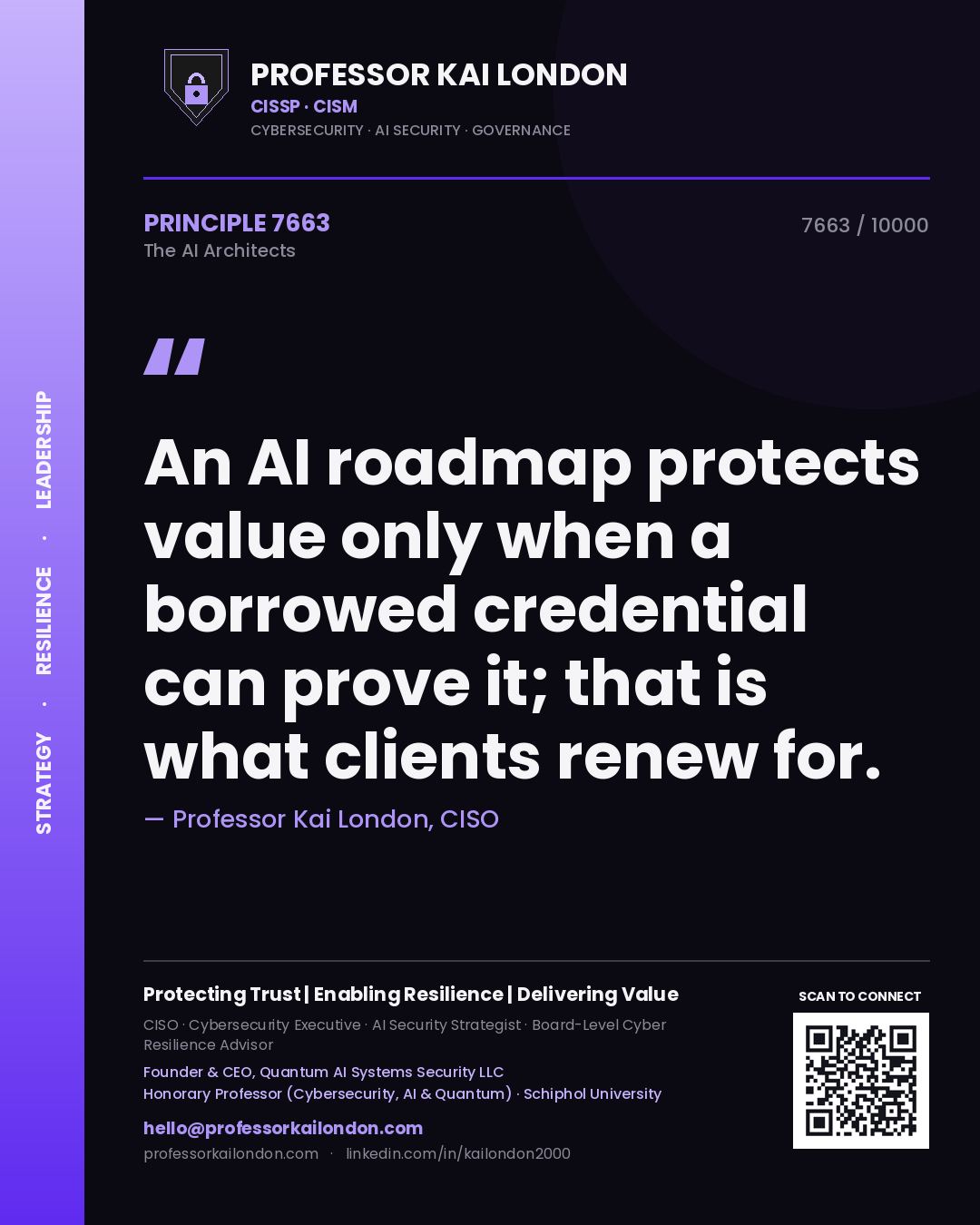 Professor Kai London principle 7663: An AI roadmap protects value only when a borrowed credential can prove it; that is what clients renew for.