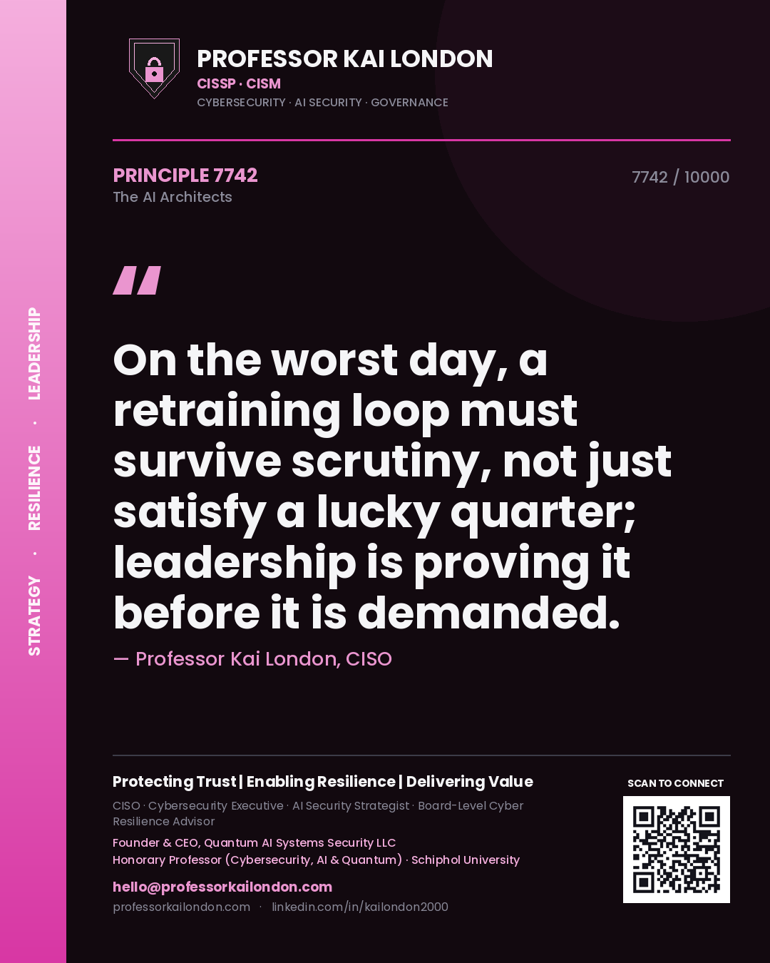 Professor Kai London principle 7742: On the worst day, a retraining loop must survive scrutiny, not just satisfy a lucky quarter; leadership is proving it before it is demanded.