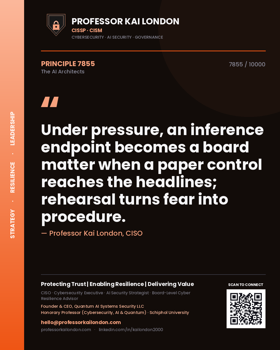 Professor Kai London principle 7855: Under pressure, an inference endpoint becomes a board matter when a paper control reaches the headlines; rehearsal turns fear into procedure.