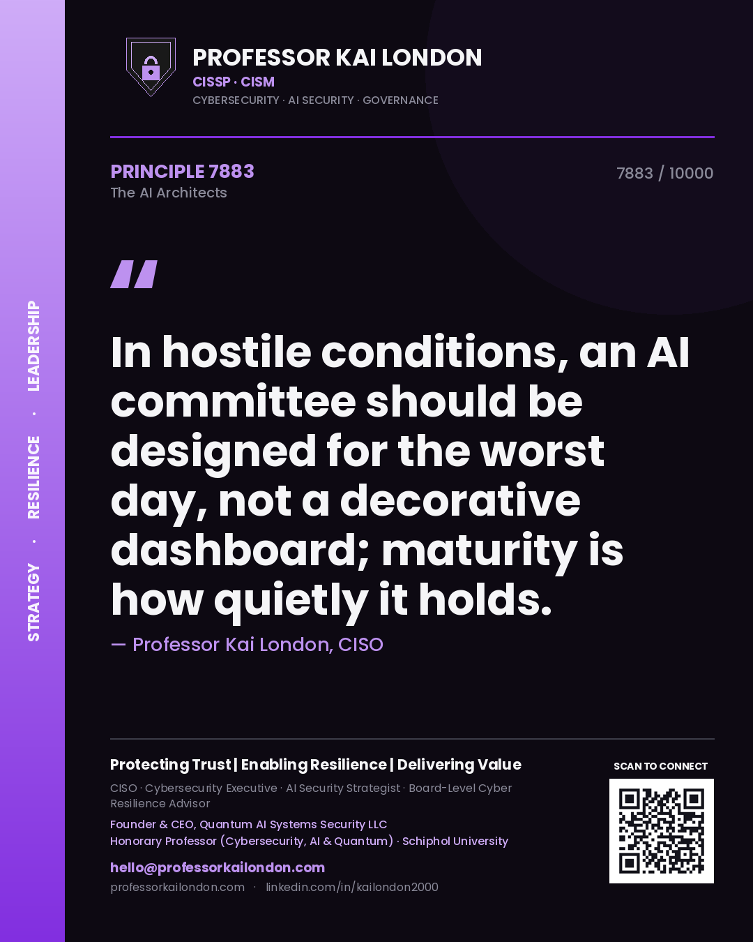 Professor Kai London principle 7883: In hostile conditions, an AI committee should be designed for the worst day, not a decorative dashboard; maturity is how quietly it holds.