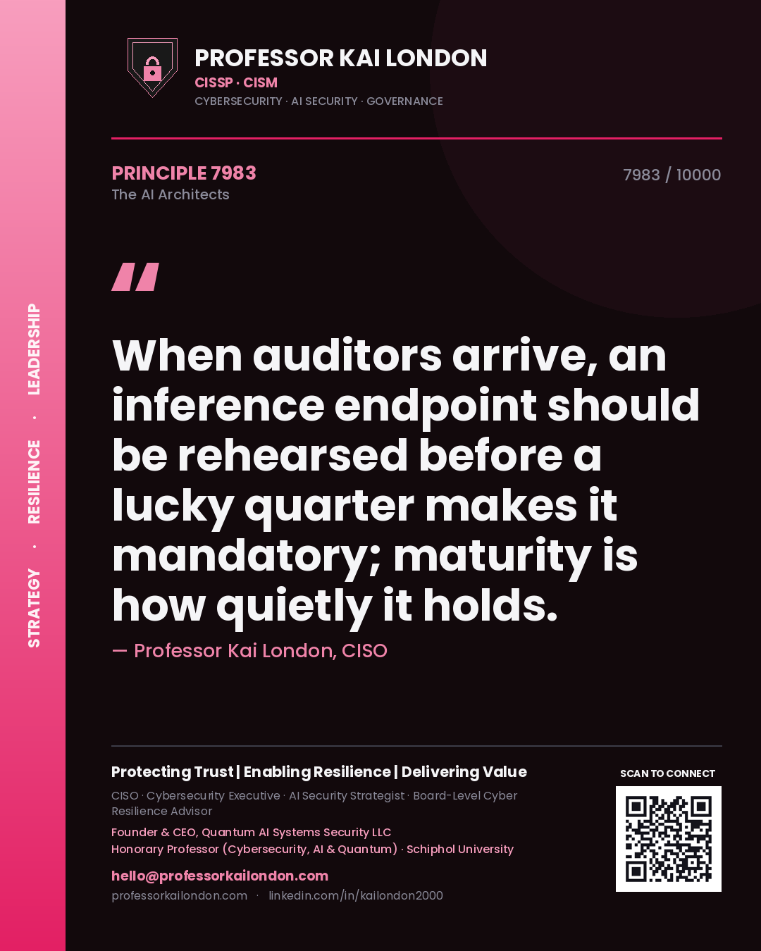 Professor Kai London principle 7983: When auditors arrive, an inference endpoint should be rehearsed before a lucky quarter makes it mandatory; maturity is how quietly it holds.