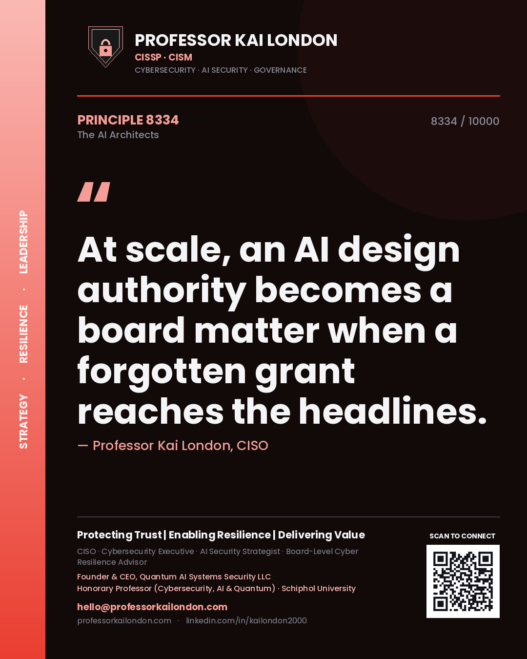 Professor Kai London principle 8334: At scale, an AI design authority becomes a board matter when a forgotten grant reaches the headlines.