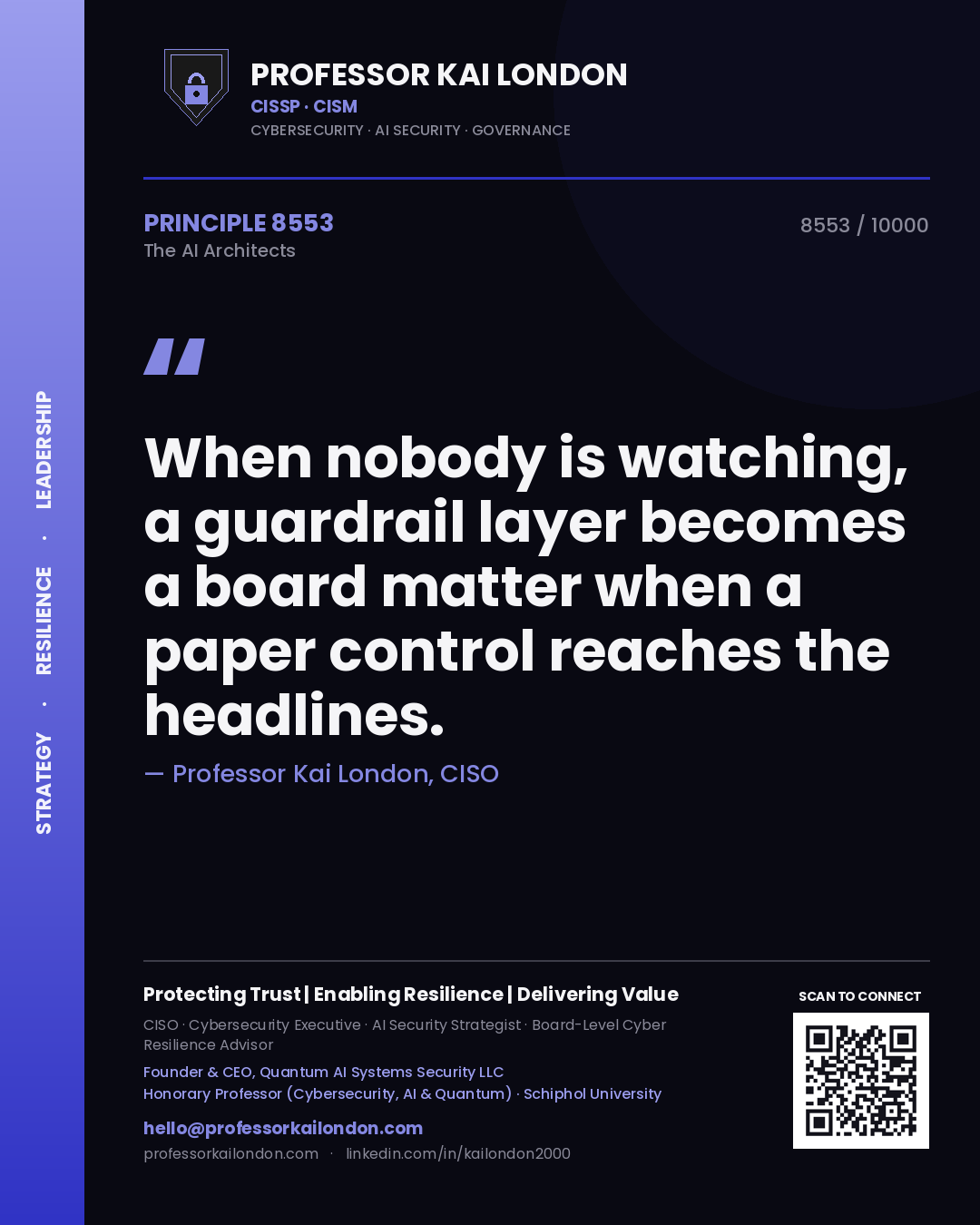 Professor Kai London principle 8553: When nobody is watching, a guardrail layer becomes a board matter when a paper control reaches the headlines.