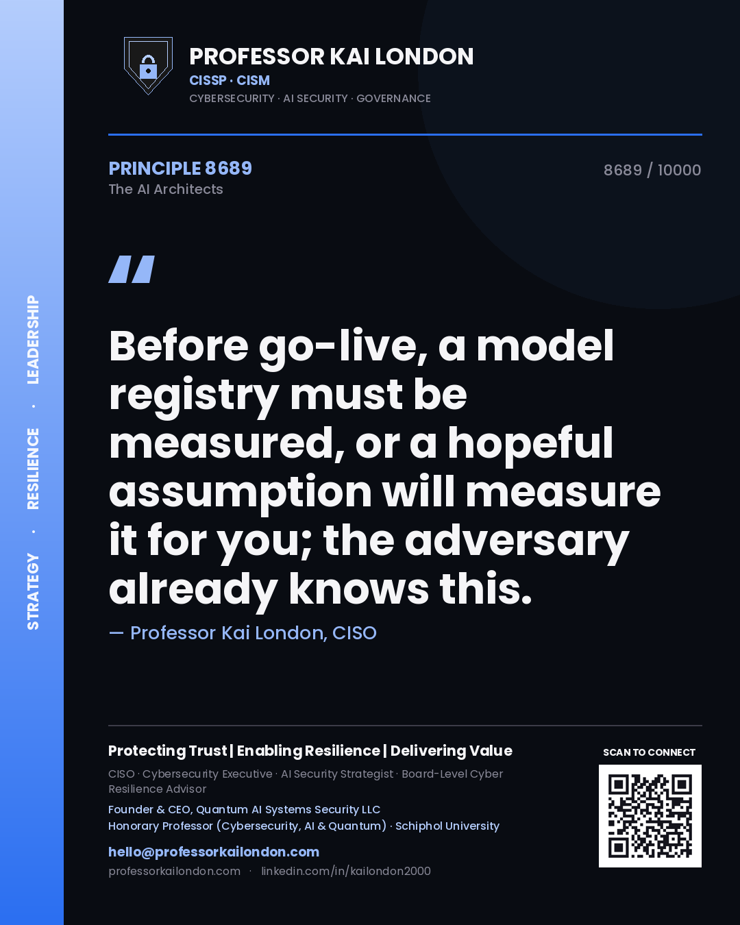 Professor Kai London principle 8689: Before go-live, a model registry must be measured, or a hopeful assumption will measure it for you; the adversary already knows this.