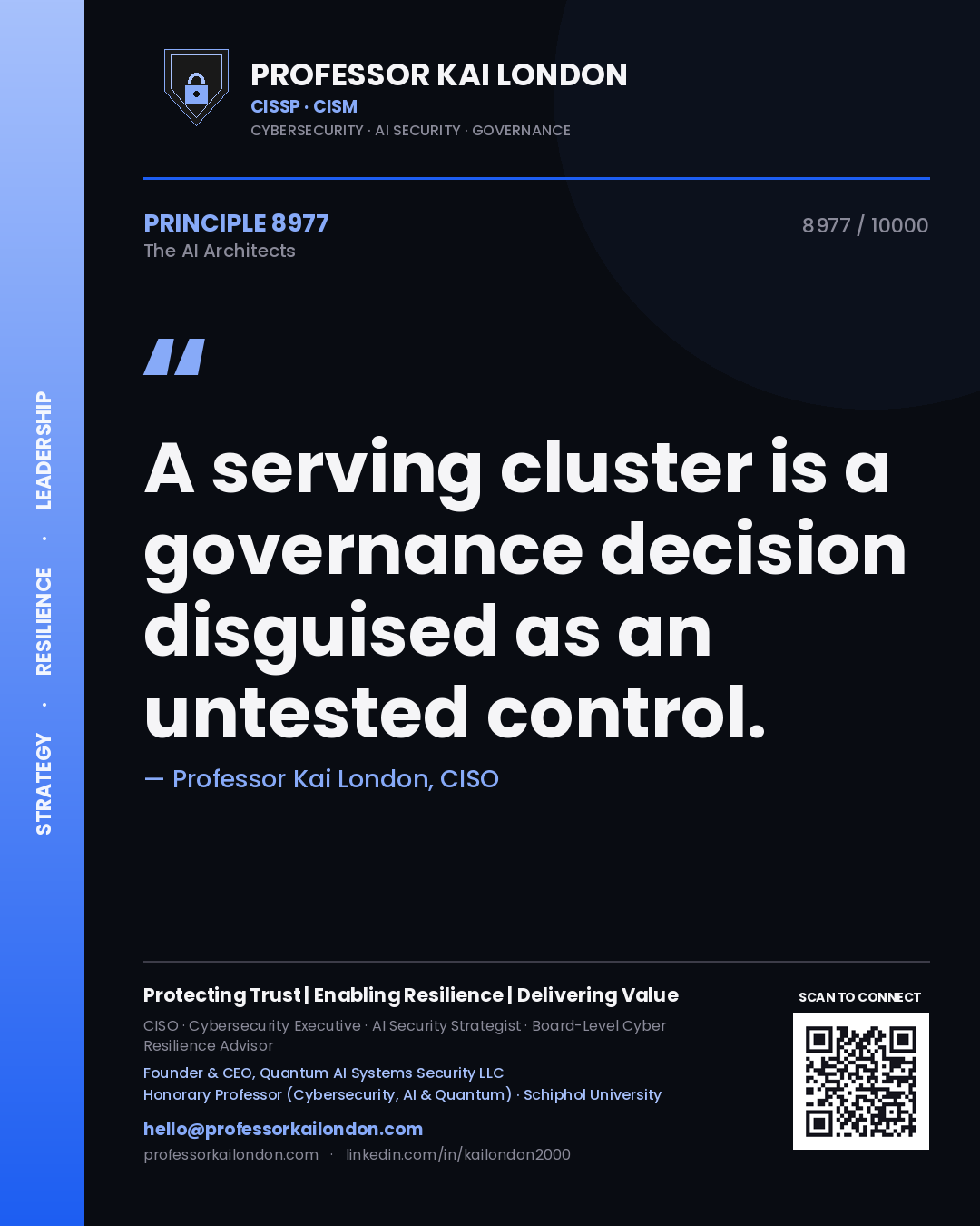 Professor Kai London principle 8977: A serving cluster is a governance decision disguised as an untested control.