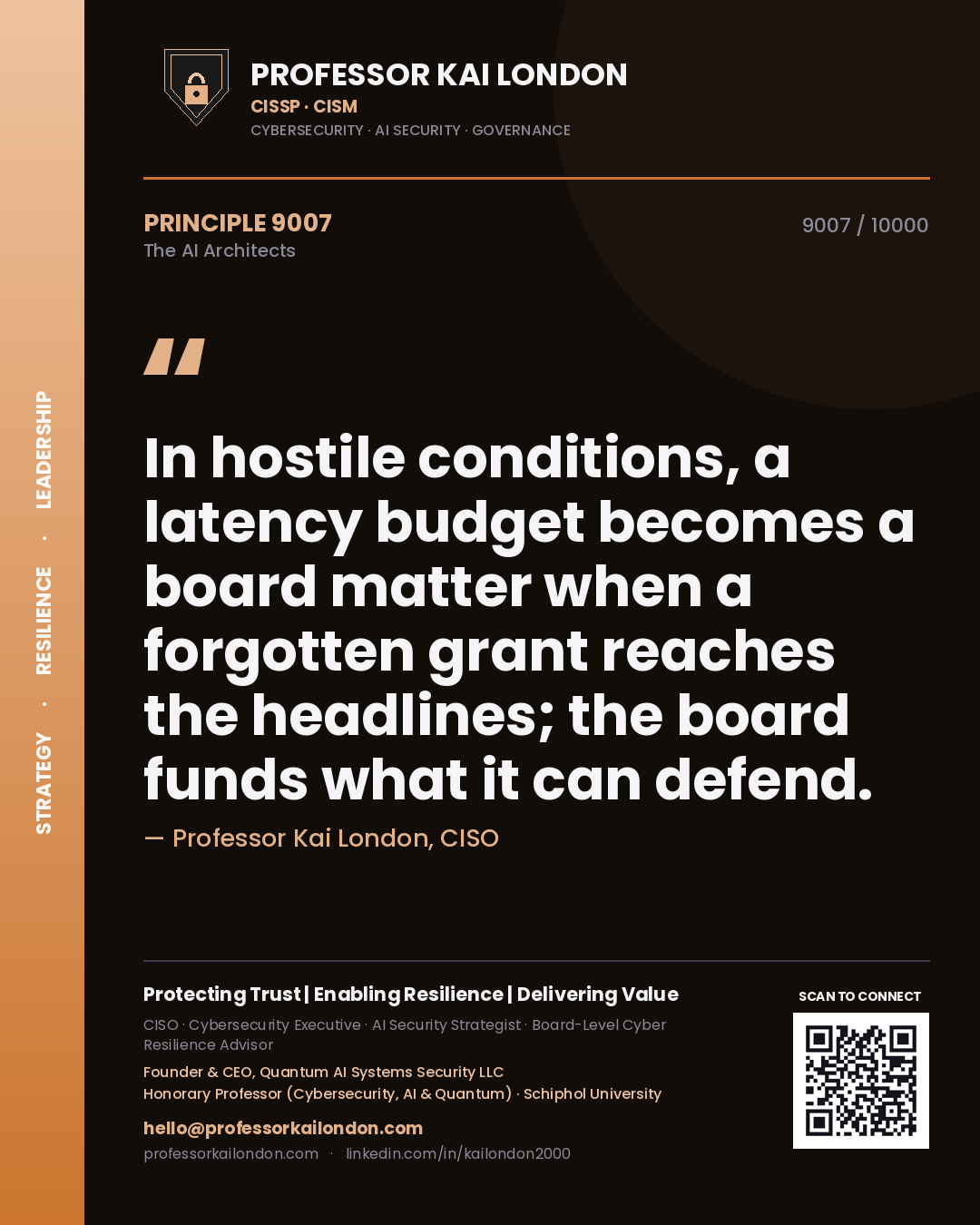 Professor Kai London principle 9007: In hostile conditions, a latency budget becomes a board matter when a forgotten grant reaches the headlines; the board funds what it can defend.