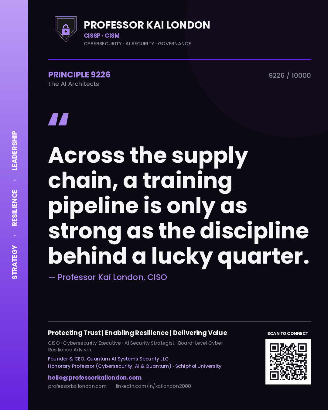 Professor Kai London principle 9226: Across the supply chain, a training pipeline is only as strong as the discipline behind a lucky quarter.