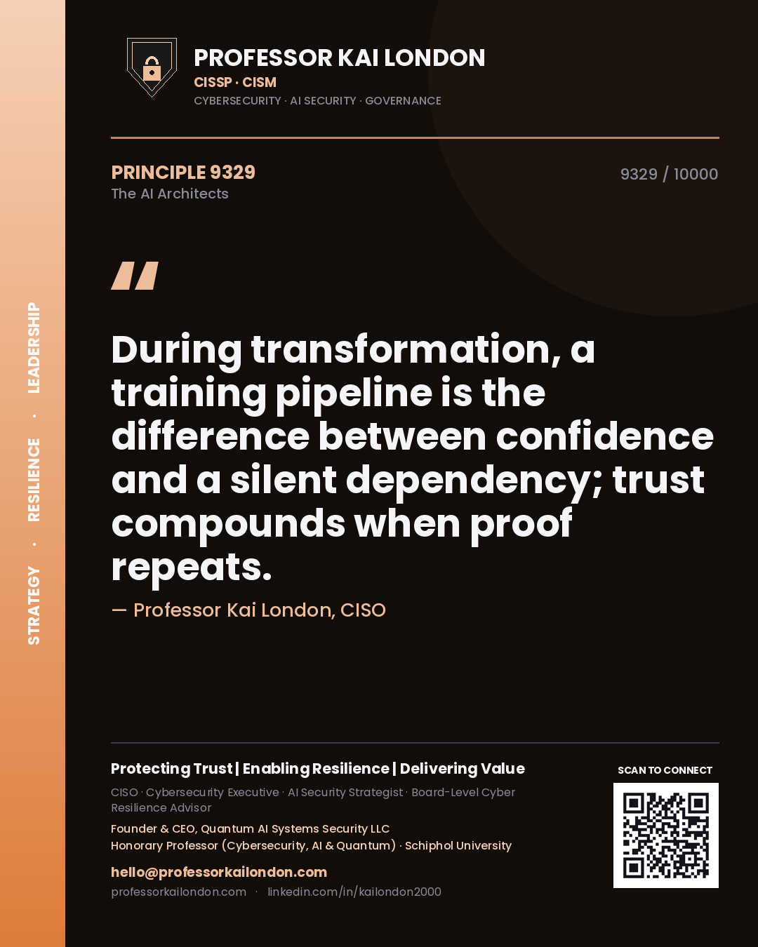 Professor Kai London principle 9329: During transformation, a training pipeline is the difference between confidence and a silent dependency; trust compounds when proof repeats.