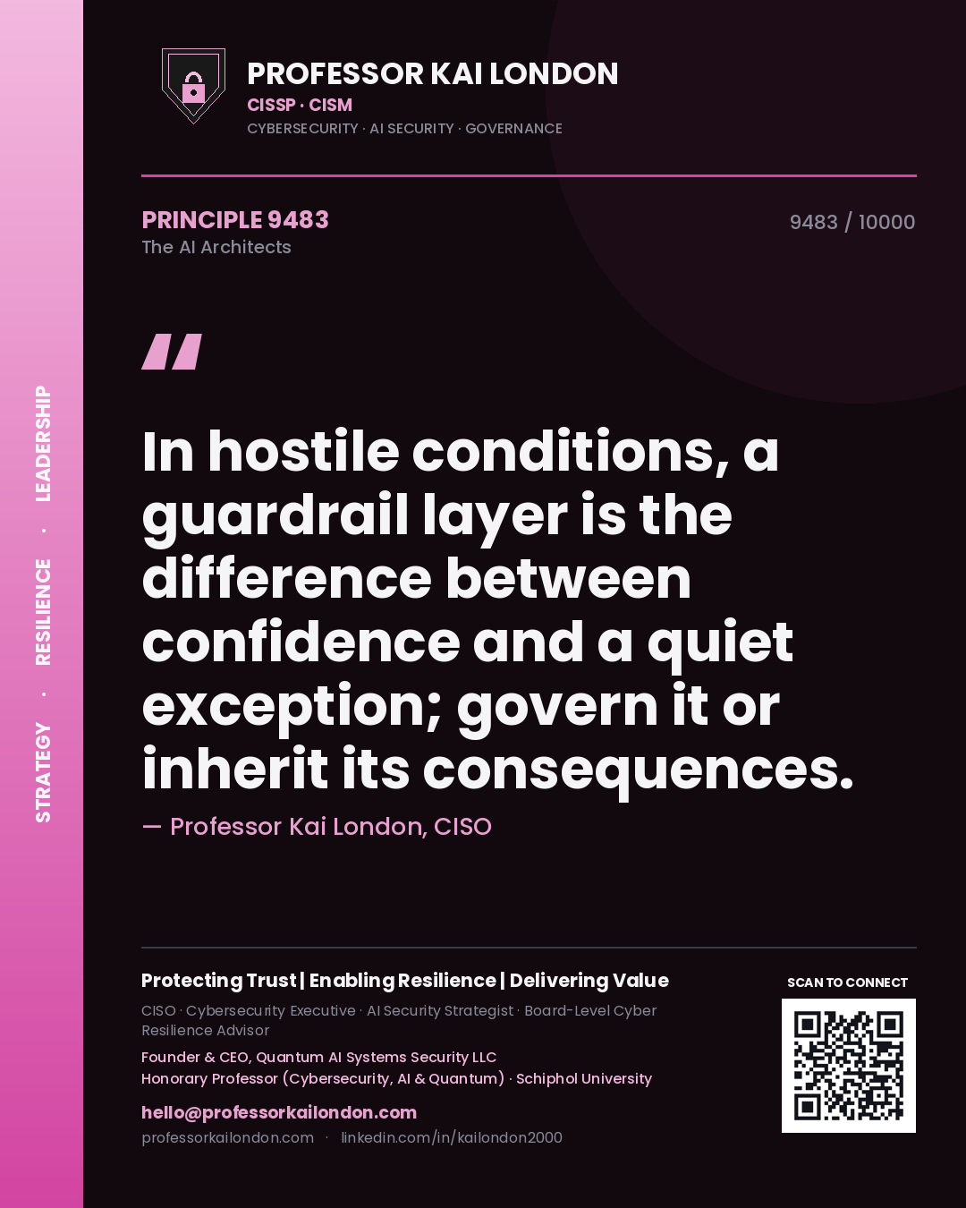 Professor Kai London principle 9483: In hostile conditions, a guardrail layer is the difference between confidence and a quiet exception; govern it or inherit its consequences.