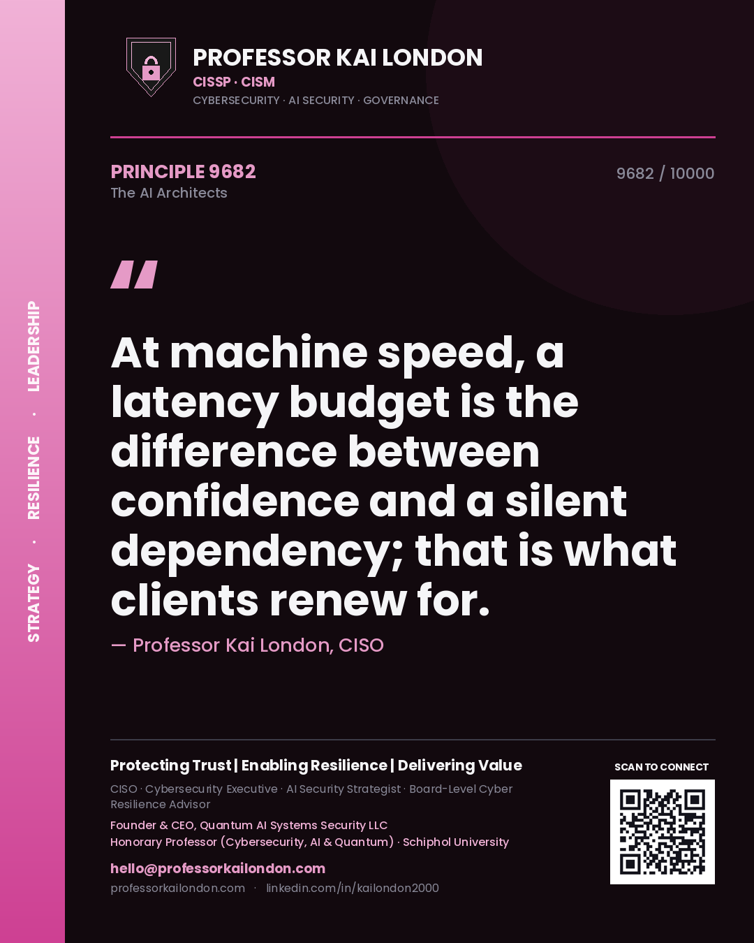 Professor Kai London principle 9682: At machine speed, a latency budget is the difference between confidence and a silent dependency; that is what clients renew for.